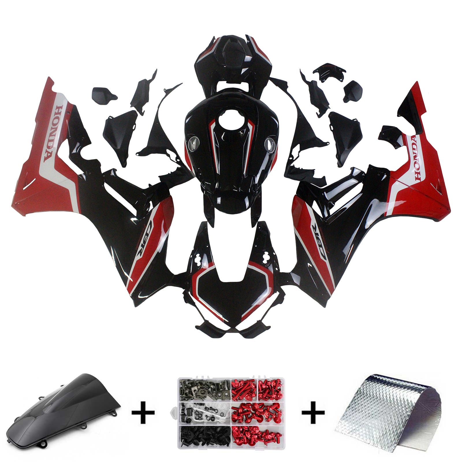 Amotopart 2017-2023 Honda CBR1000RR Kit de carénage noir et rouge