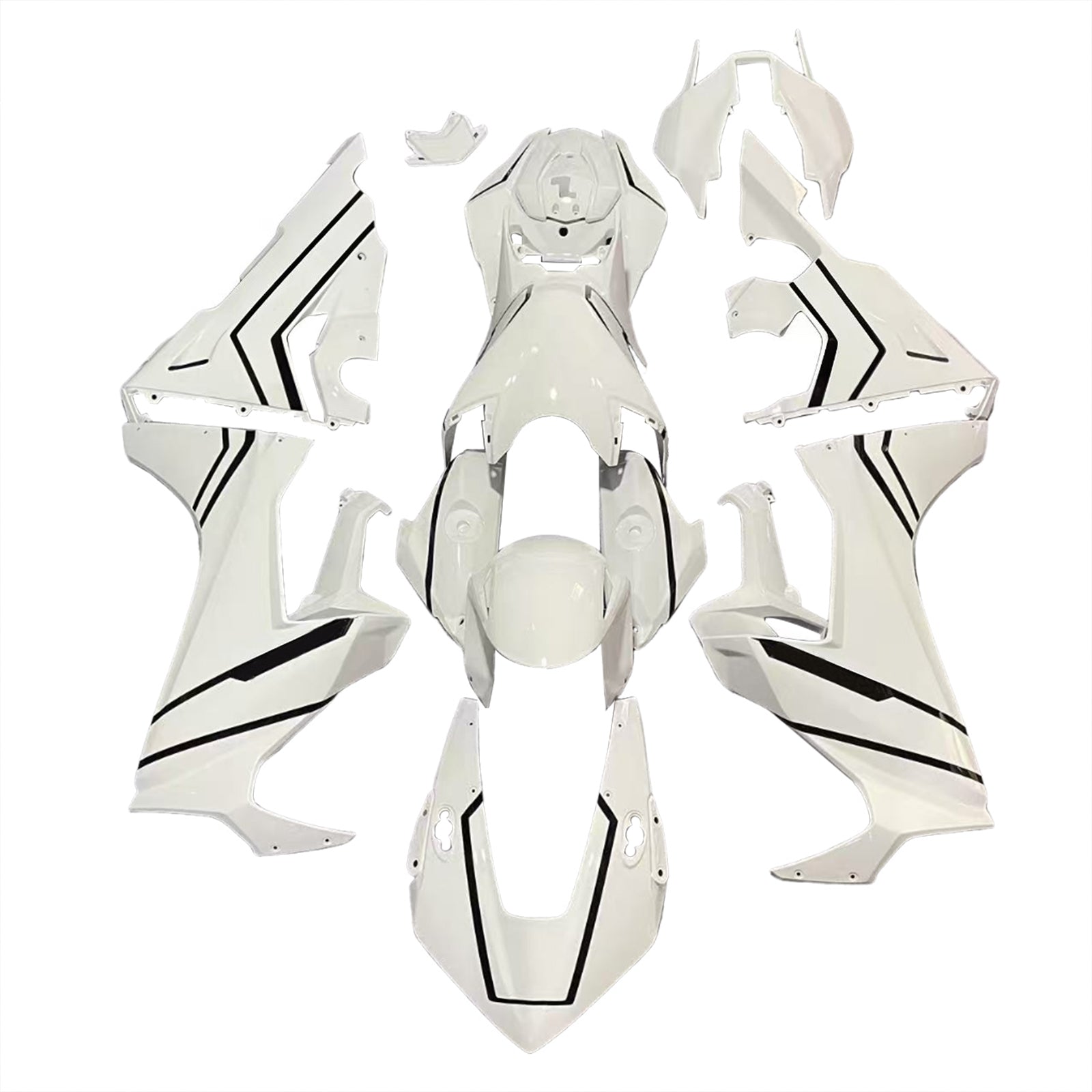 Amotopart 2017-2025 Honda CBR1000RR Fairing White med svart stripe Kit