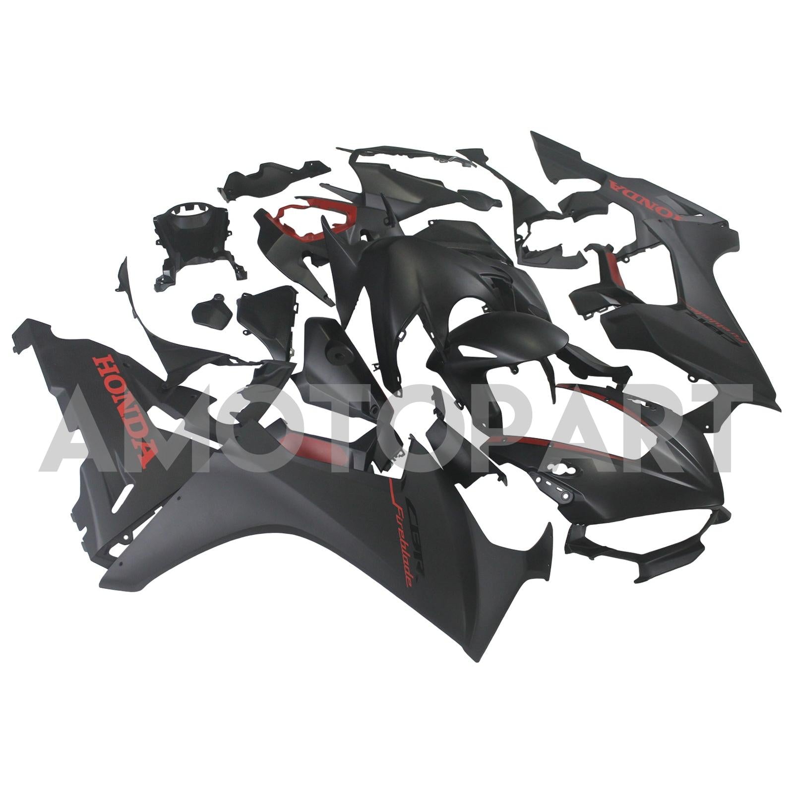 Amotopart 2017-2025 Honda CBR1000RR Fairing Black with Red Stripe Kit