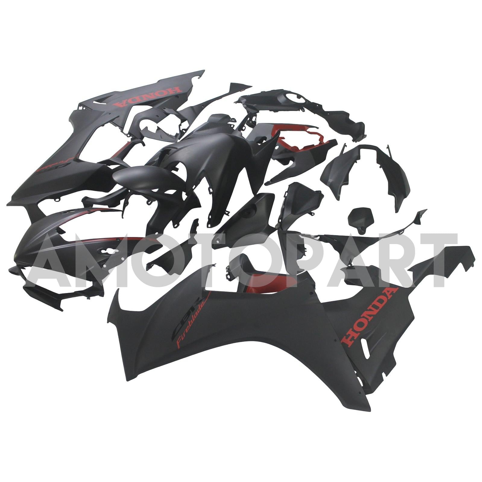 Amotopart 2017-2025 Honda CBR1000RR Fairing Black with Red Stripe Kit