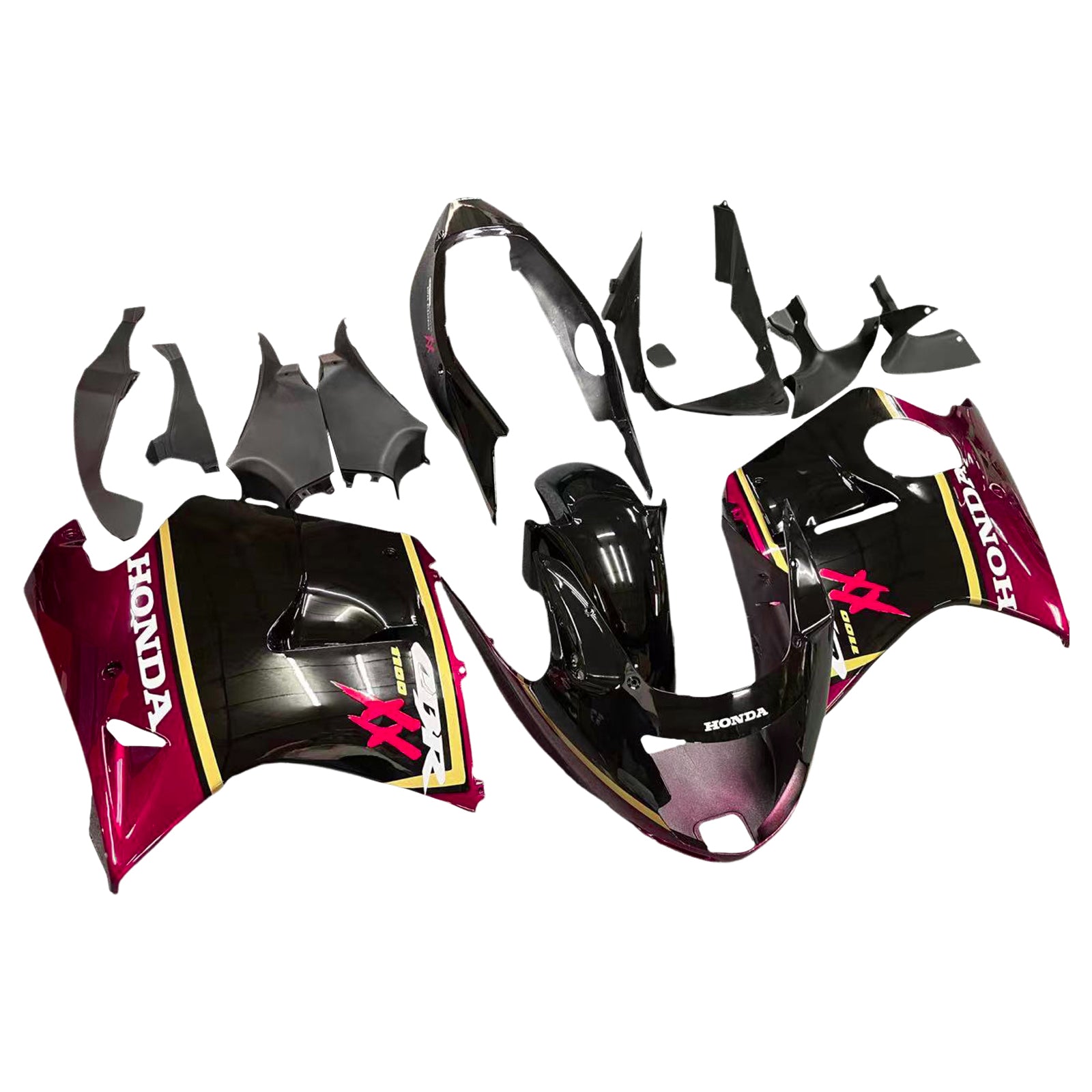 Amotopart 1996-2007 Honda CBR1100XX SuperBlackBird Fairing Red&Black Kit