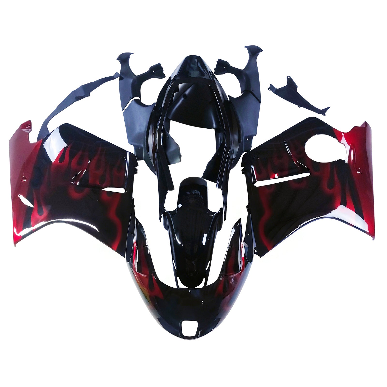 Amotopart 1996-2007 Honda CBR1100XX SuperBlackBird Fairing Glossy Black&Red Fire Kit