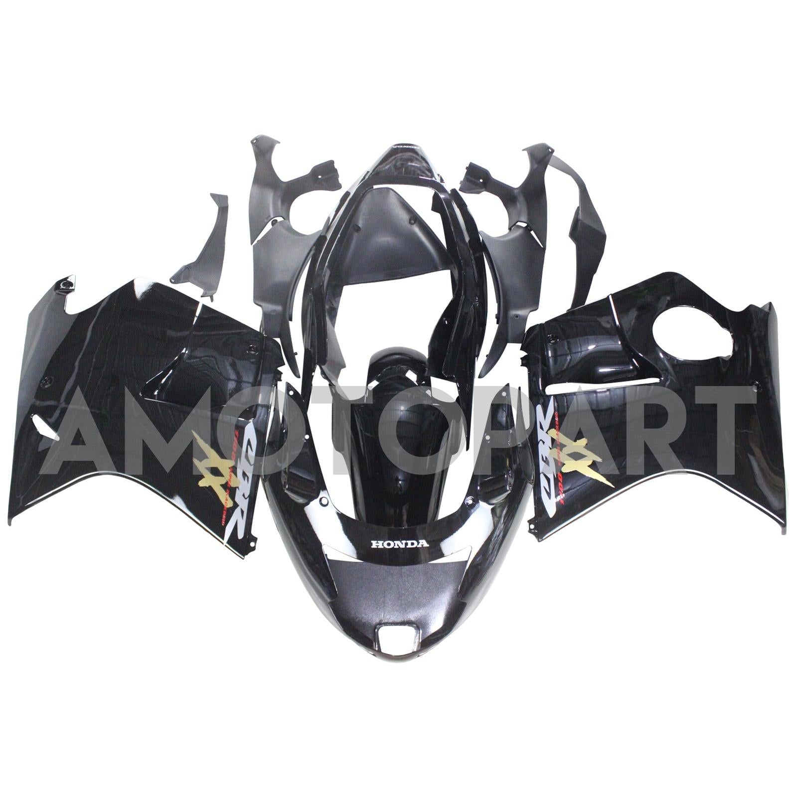 Amotopart 1996-2007 Honda CBR1100XX SuperBlackBird Fairing Glossy Black Kit