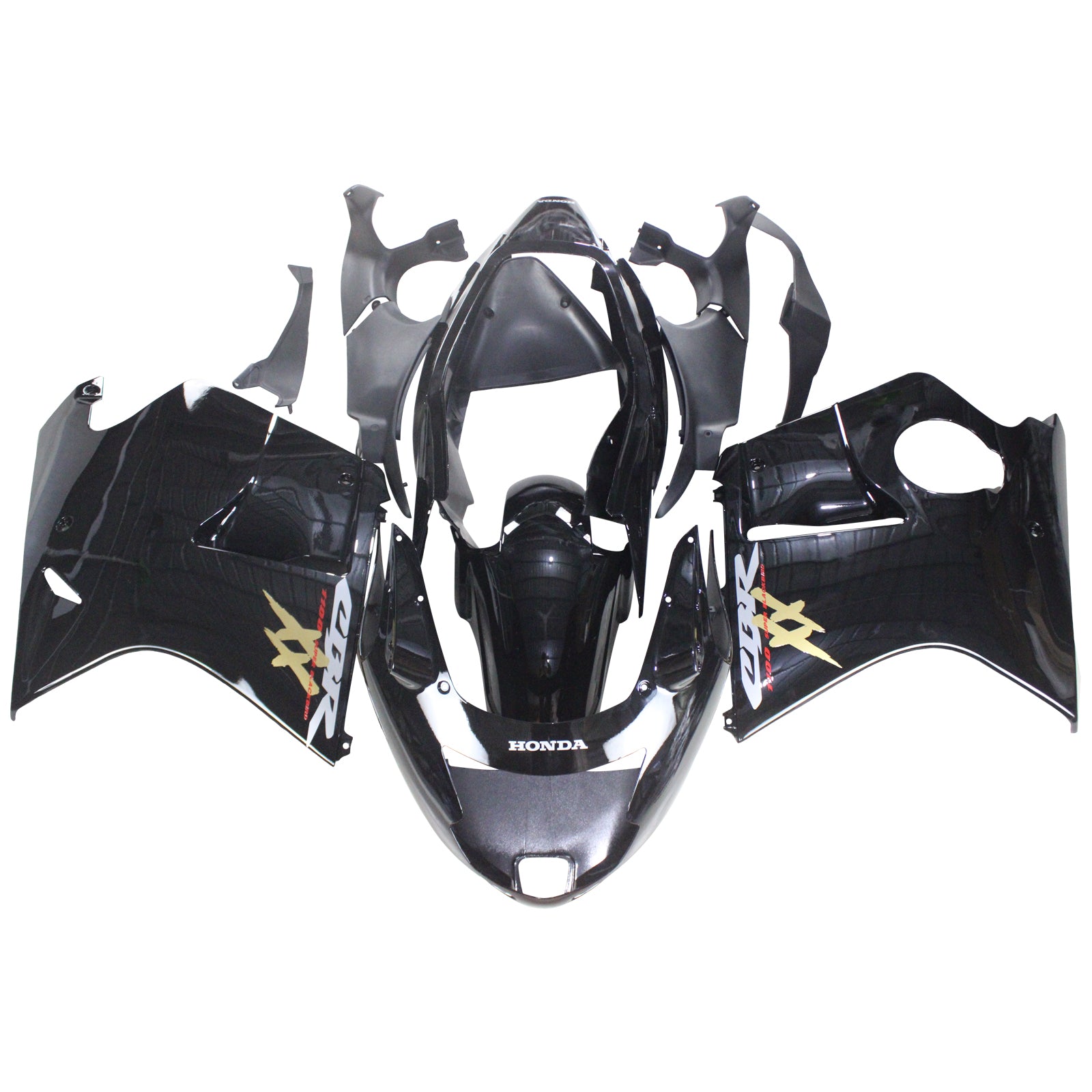 Amotopart 1996-2007 Honda CBR1100XX SuperBlackBird Fairing Glossy Black Kit