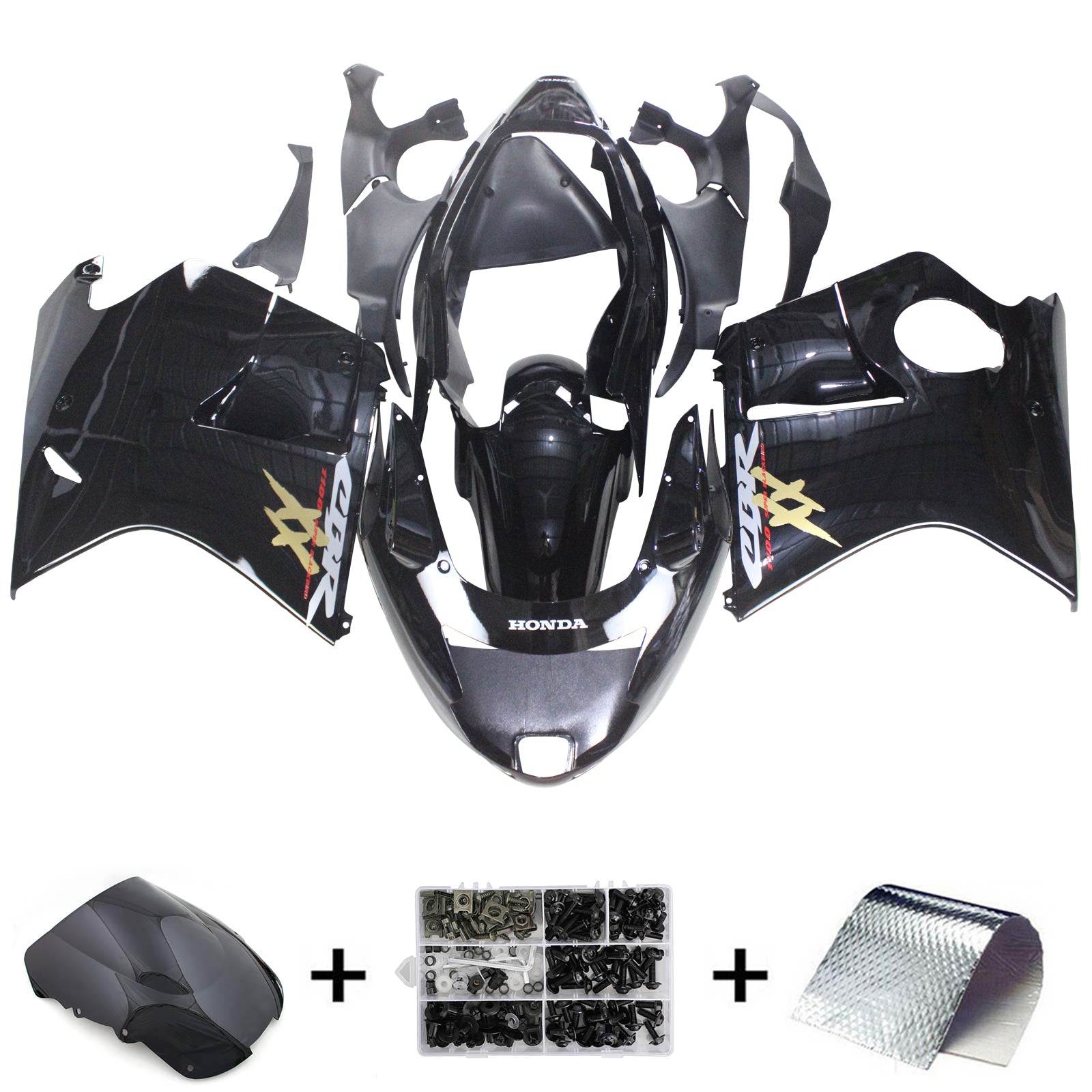 Amotopart 1996-2007 Honda CBR1100XX SuperBlackBird Fairing Glossy Black Kit