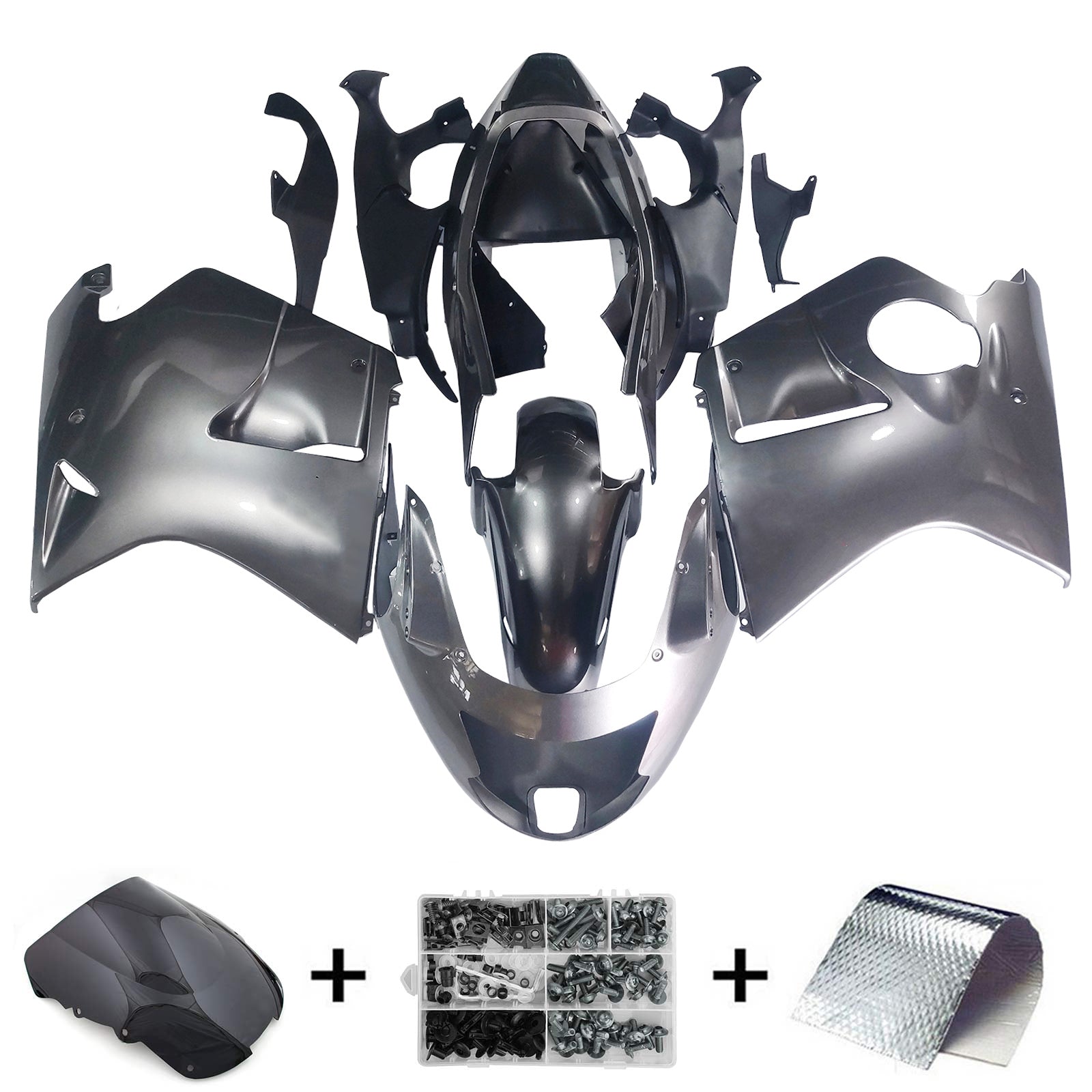Amotopart 1996-2007 Honda CBR1100XX SuperBlackBird Fairing Dark Grey Kit