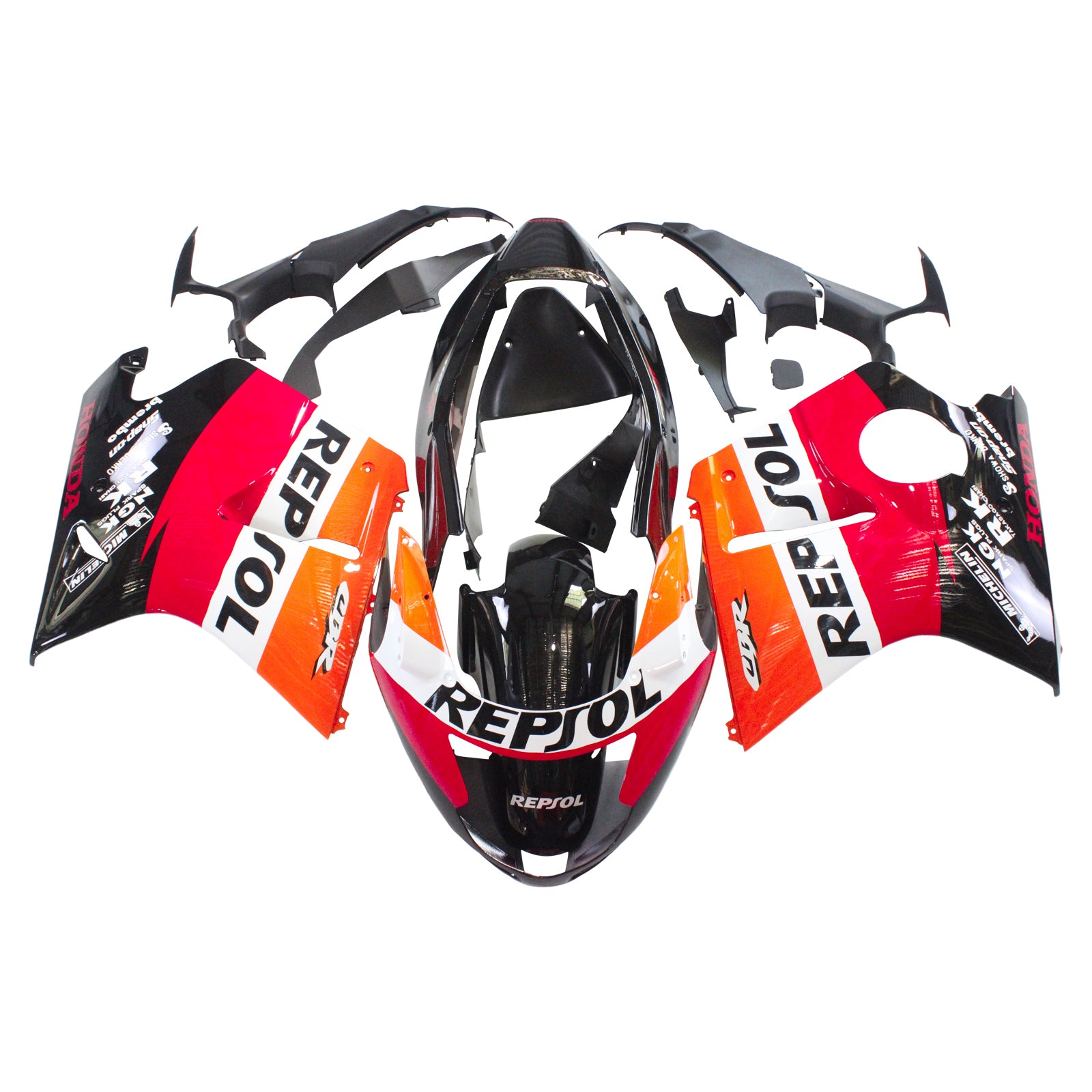 Amotopart 1996-2007 Honda CBR1100XX SuperBlackBird Kit de carenado rojo y naranja