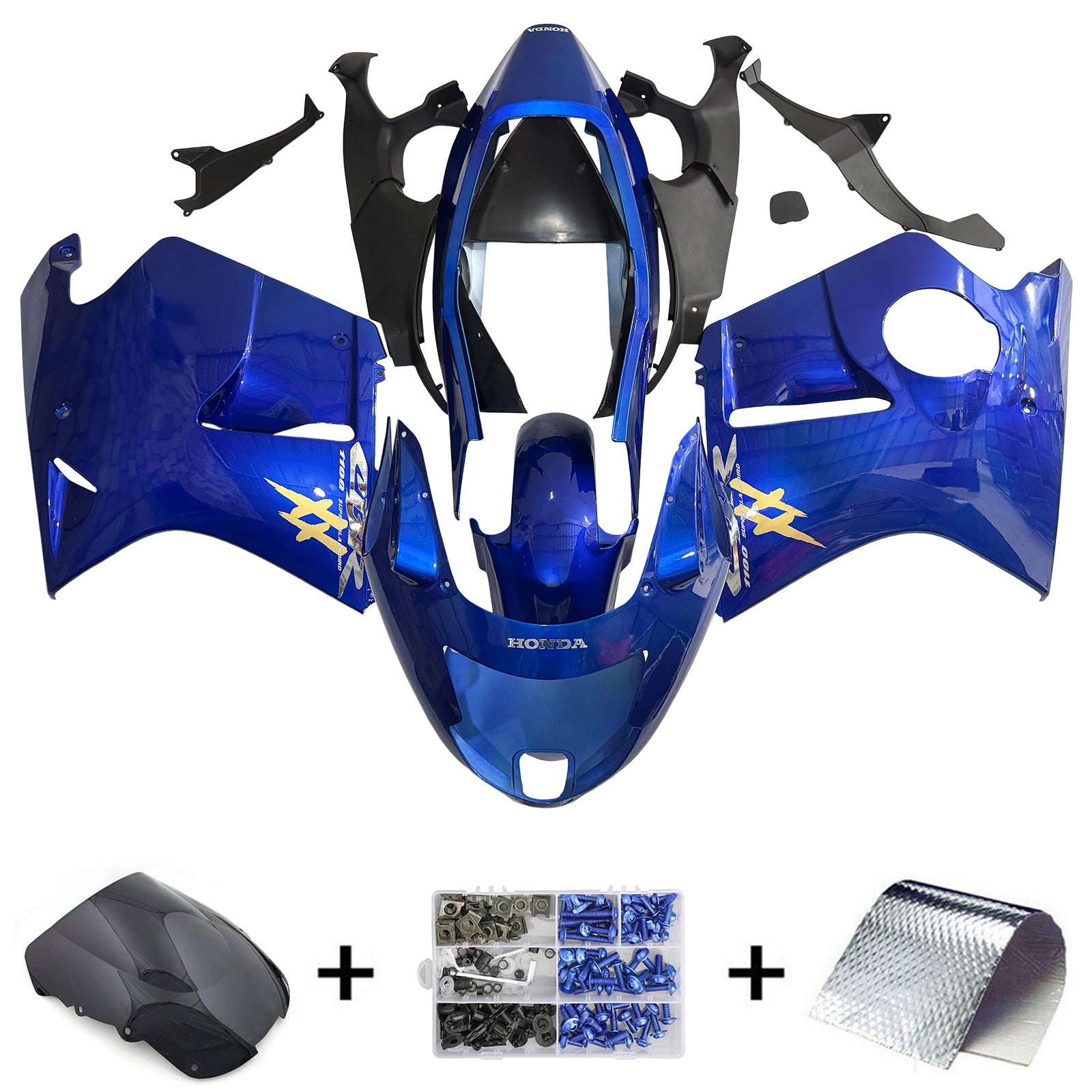 Amotopart 1996-2007 Honda CBR1100xx Superblackbird Fairring Blue Blue Kit