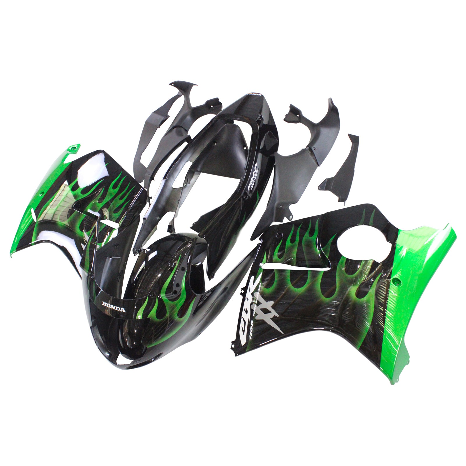 Amotopart 1996-2007 Honda CBR1100XX SuperBlackBird Fairing Green&Black Kit