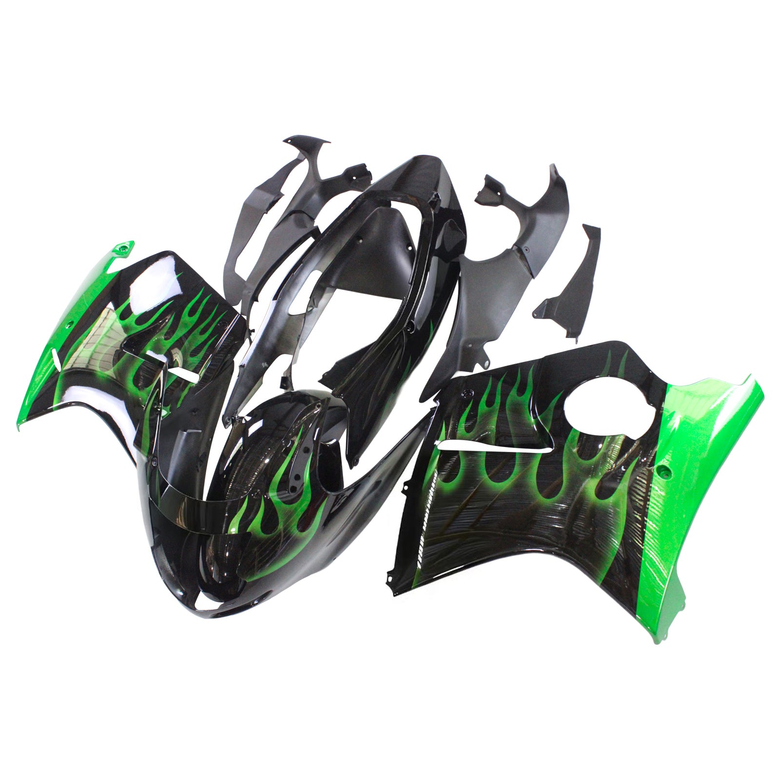 Amotopart 1996-2007 Honda CBR1100XX SuperBlackbird Fairing Green & Black Kit