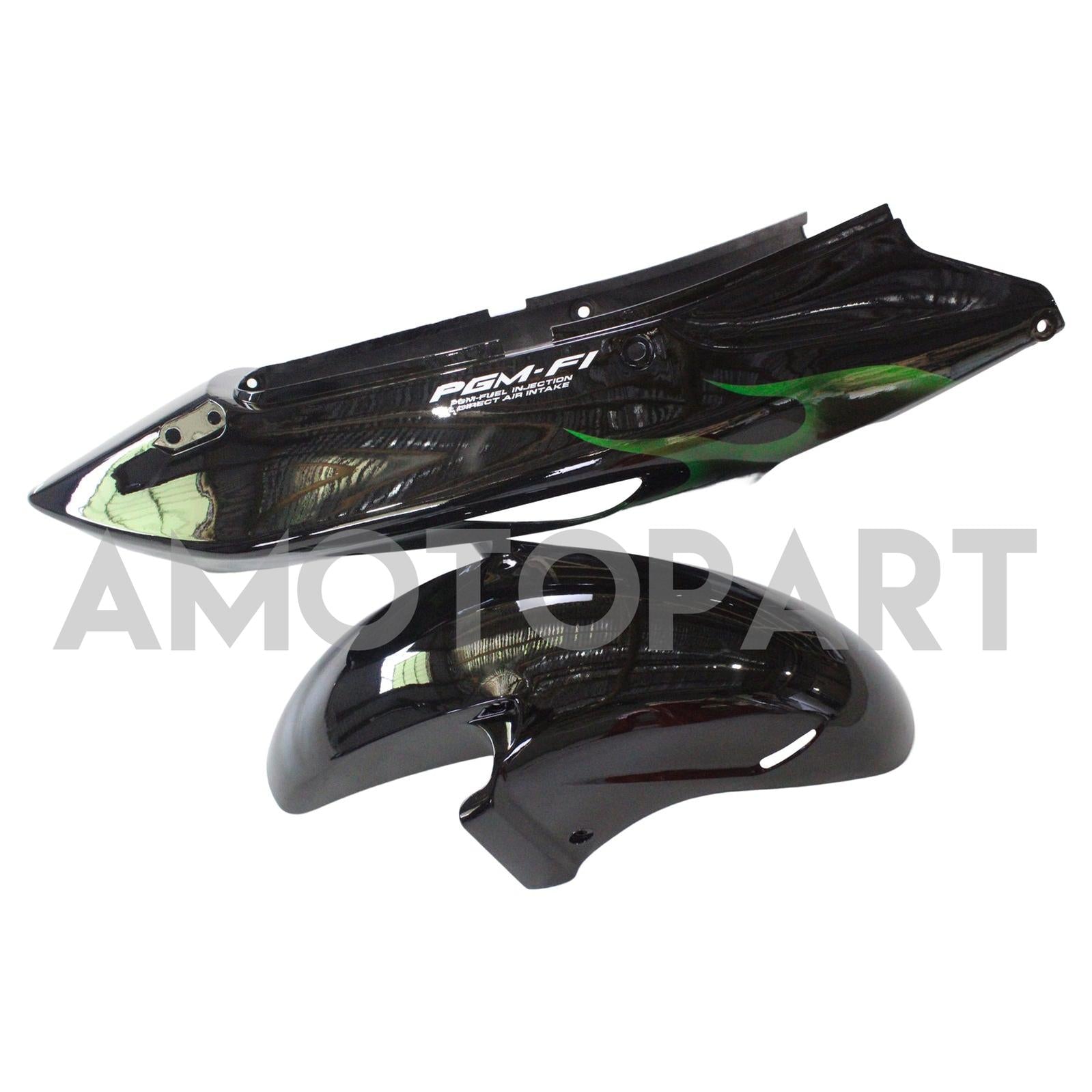 Amotopart Verkleidung für Honda CBR1100XX SuperBlackBird (1996–2007), Grün&Schwarzes Set