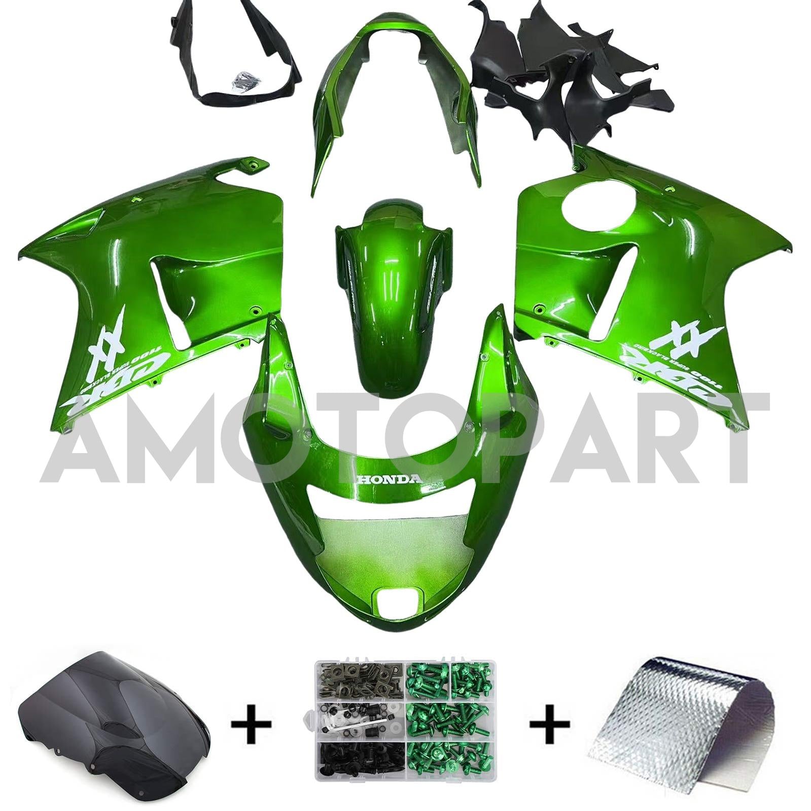 Amotopart 1996-2007 Honda CBR1100XX SuperBlackBird Fairing Glossy Green Kit