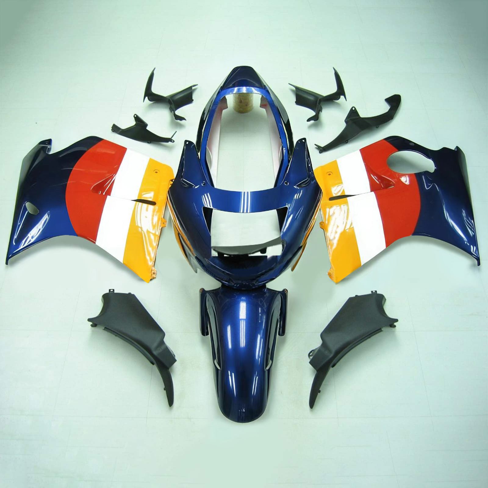 Amotopart 1996-2007 Honda CBR1100XX SuperBlackBird Fairing Blue&Yellow Repjol Kit
