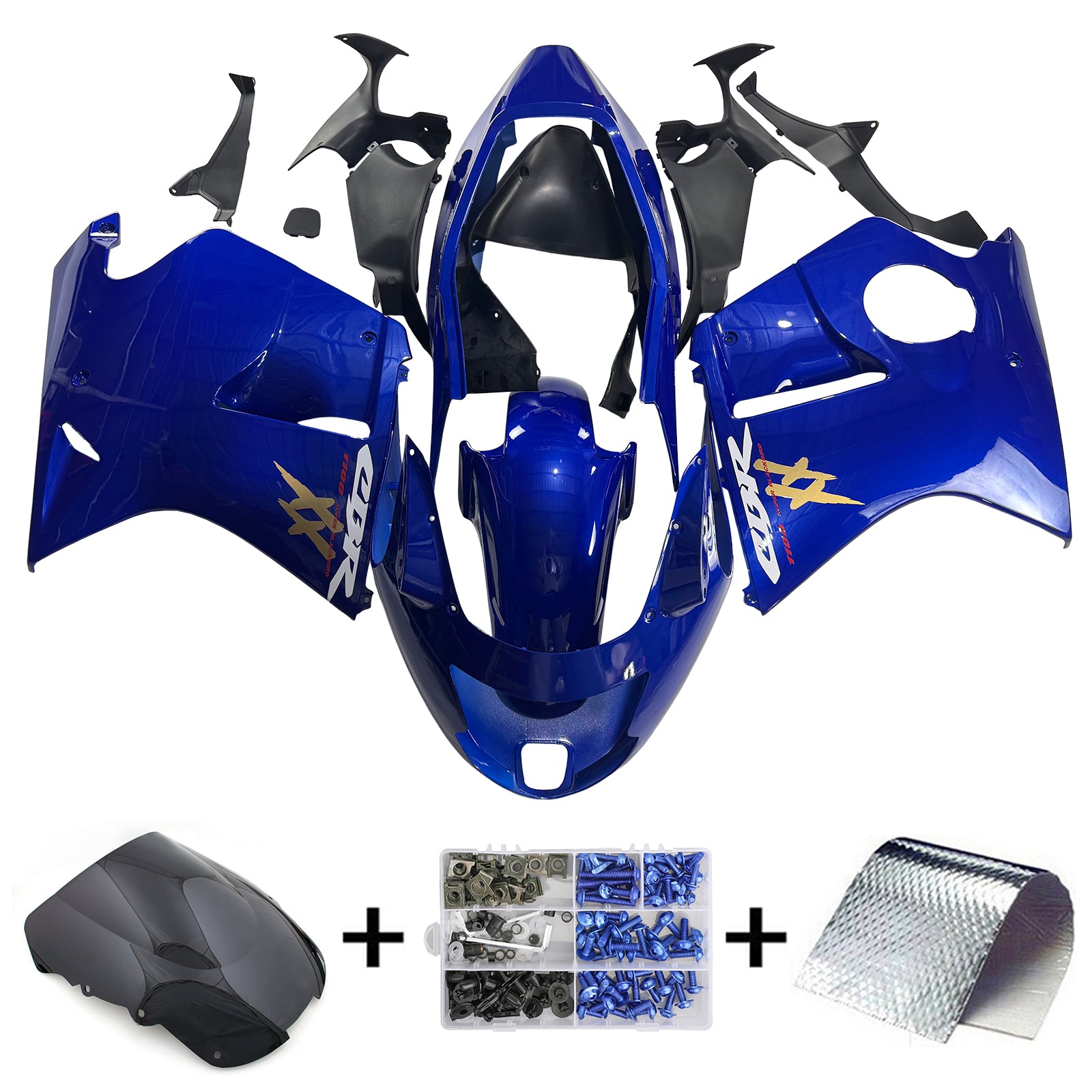 Amotopart 1996-2007 CBR1100XX Superblackbird Honda Blue s žlutým logem kapotáž