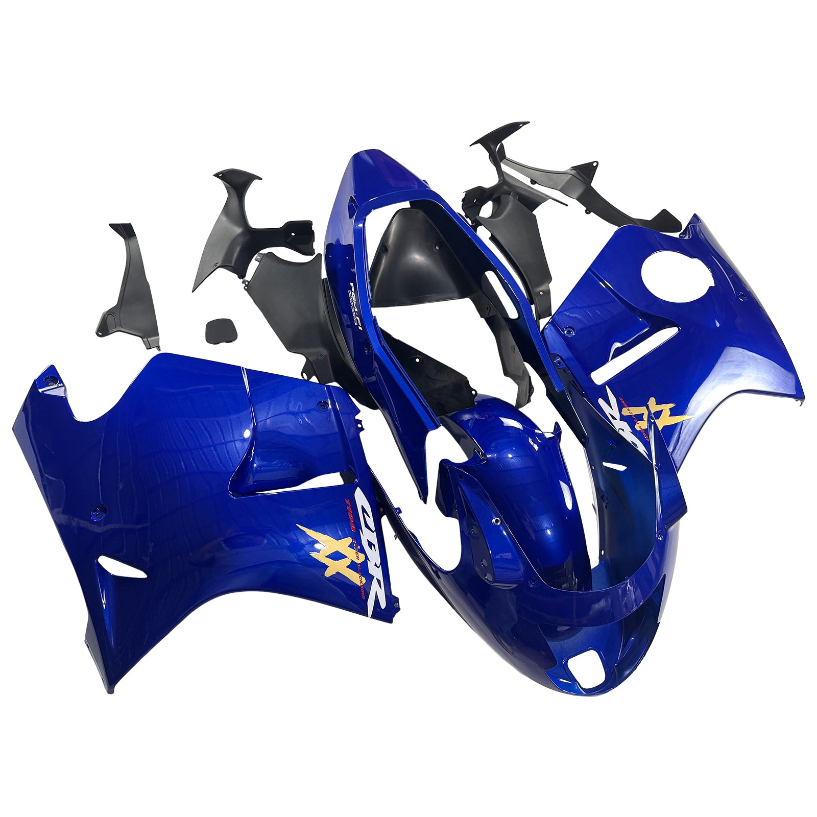 Amotopart 1996-2007 CBR1100XX SuperBlackBird Honda Blue with Yellow Logo Fairing Kit