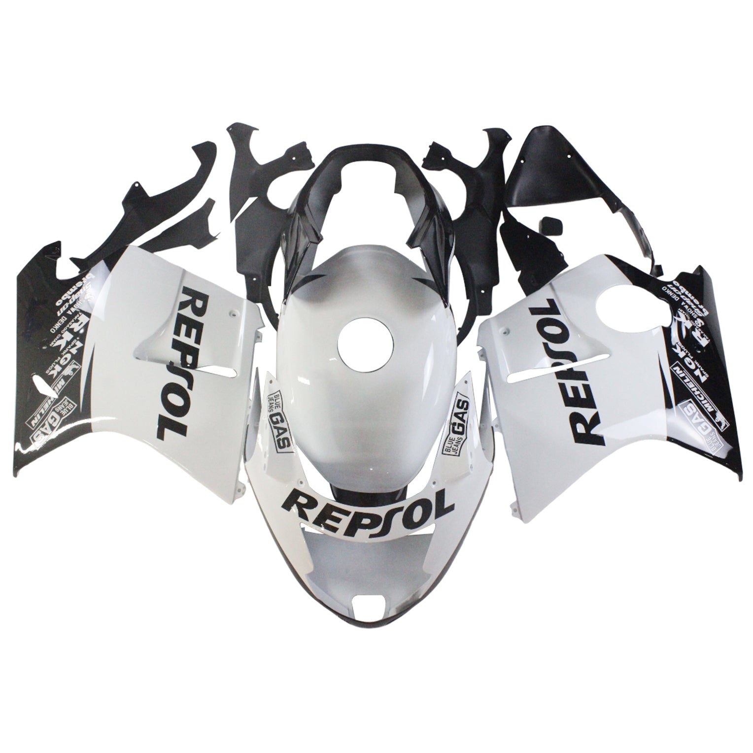 Amotopart 1996-2007 CBR1100XX SuperBlackBird Honda Kit carena Repjol nero e bianco