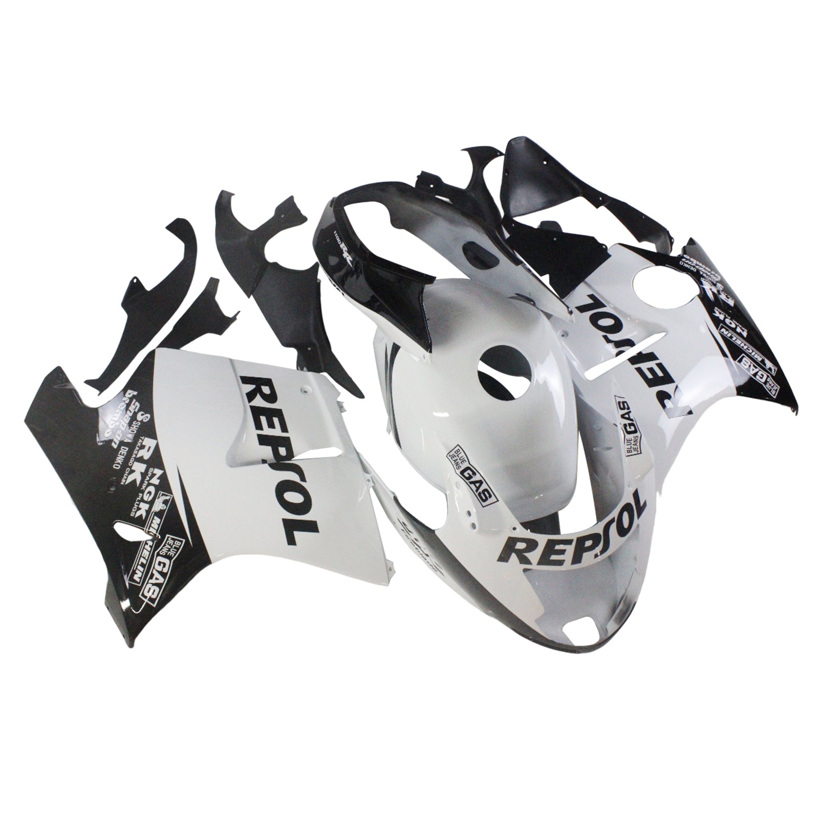 Amotopart 1996-2007 CBR1100XX SuperBlackBird Honda Black&White Repjol Fairing Kit