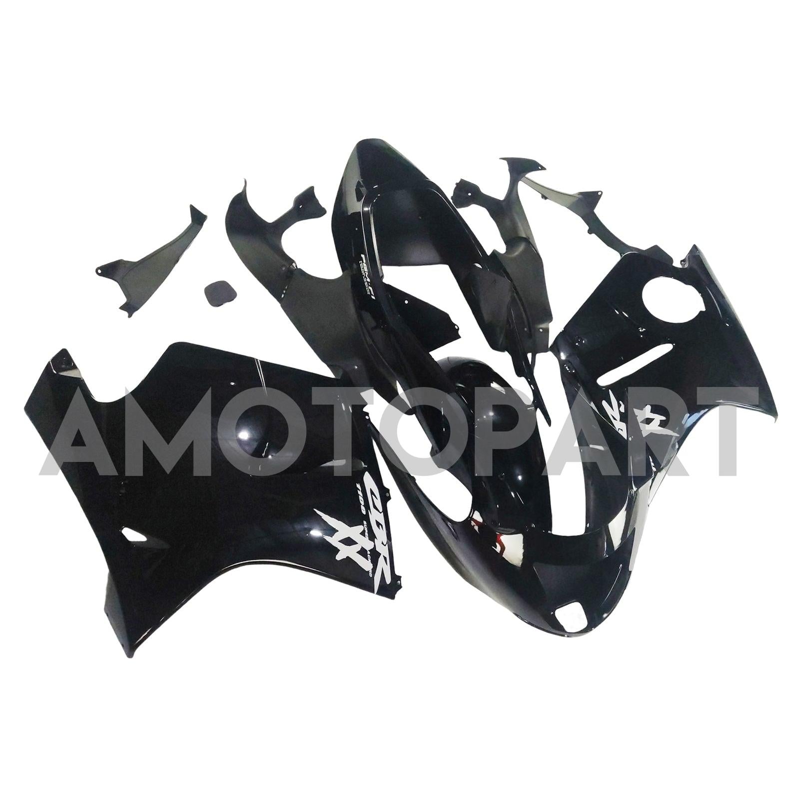 Amotopart 1996-2007 CBR1100XX Superblackbird Honda Black Fairring Kit