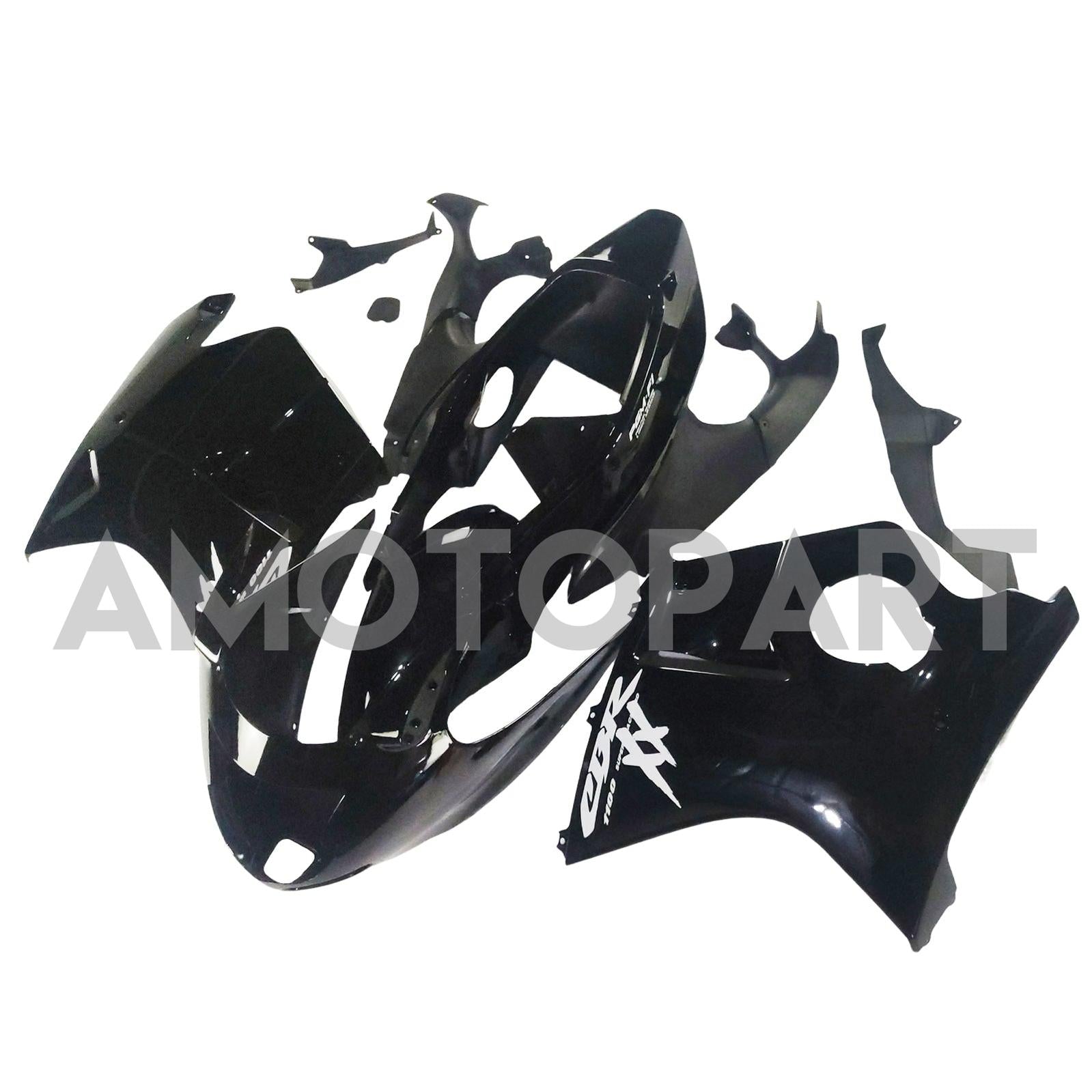 Amotopart 1996-2007 CBR1100XX Superblackbird Honda Black Fairring Kit