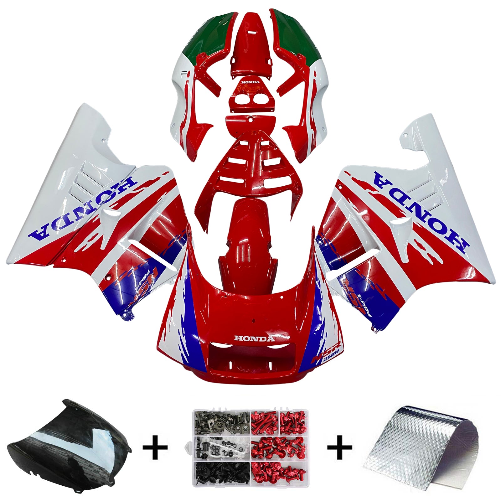 Amotopart 1990-1993 Honda NSR250 PGM-3 Fairing Red Style4 Kit