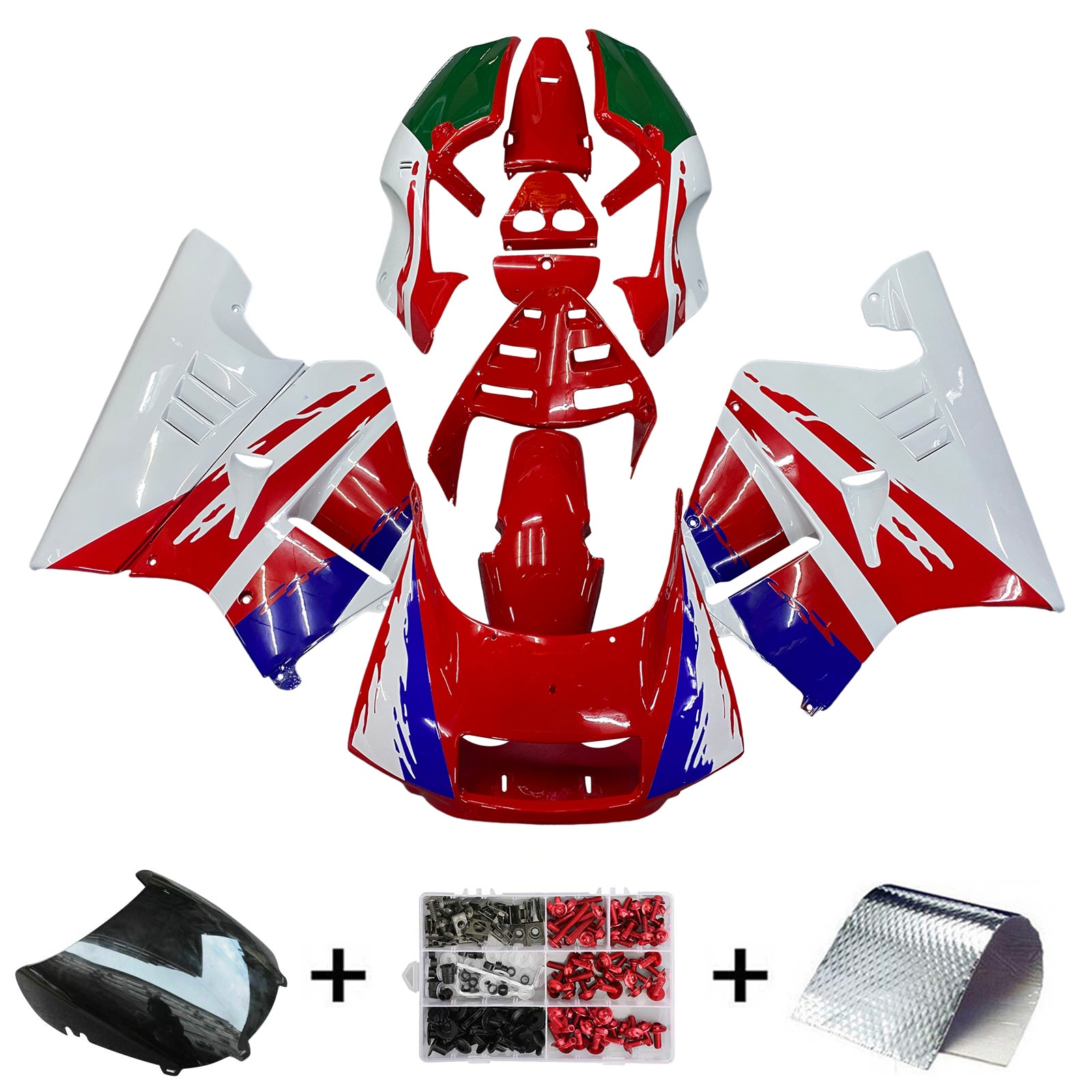 Amotopart 1990-1993 Honda NSR250 PGM-3 FAIRING RED STYLE4 KIT