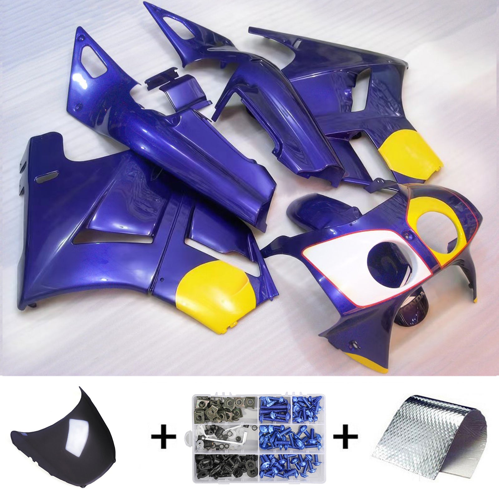 Amotopart 1988-1992 Honda VFR400R NC30 Blue Fairing Kit