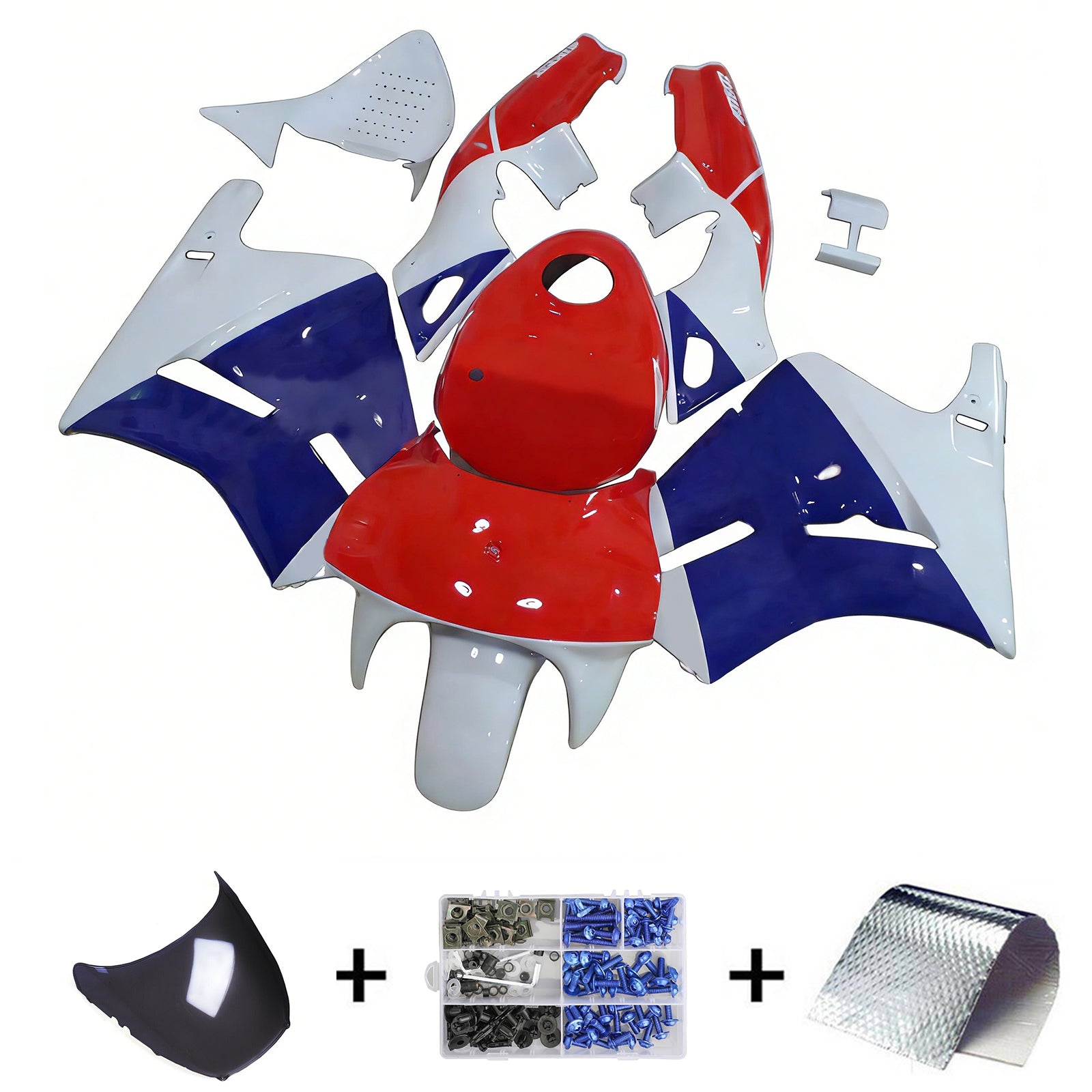 Amotopart 1988-1992 Honda VFR400R NC30 Blue Red White Fairing Kit