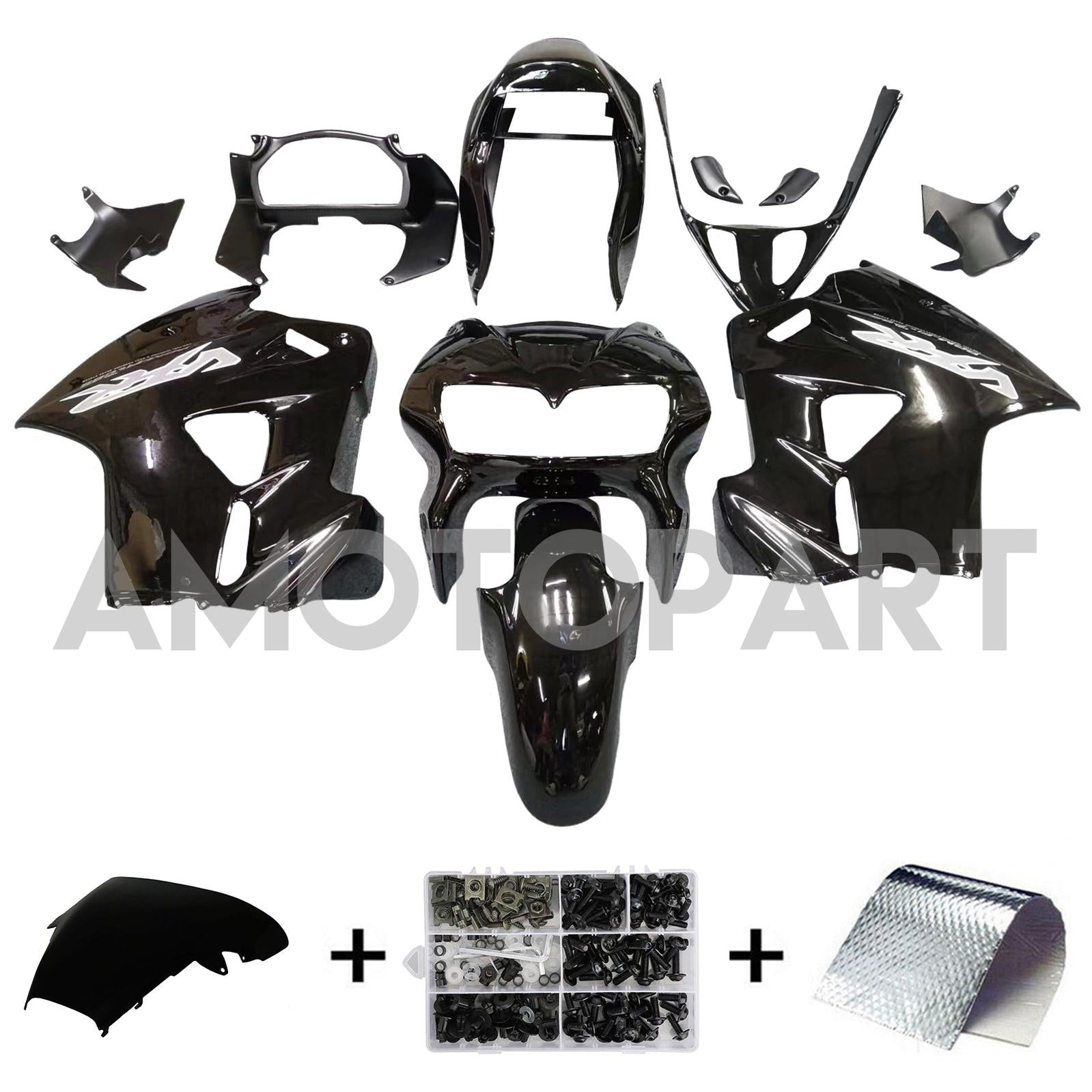 Amotopart 1998-2001 Honda VFR800 Fairing Glossy Black Kit