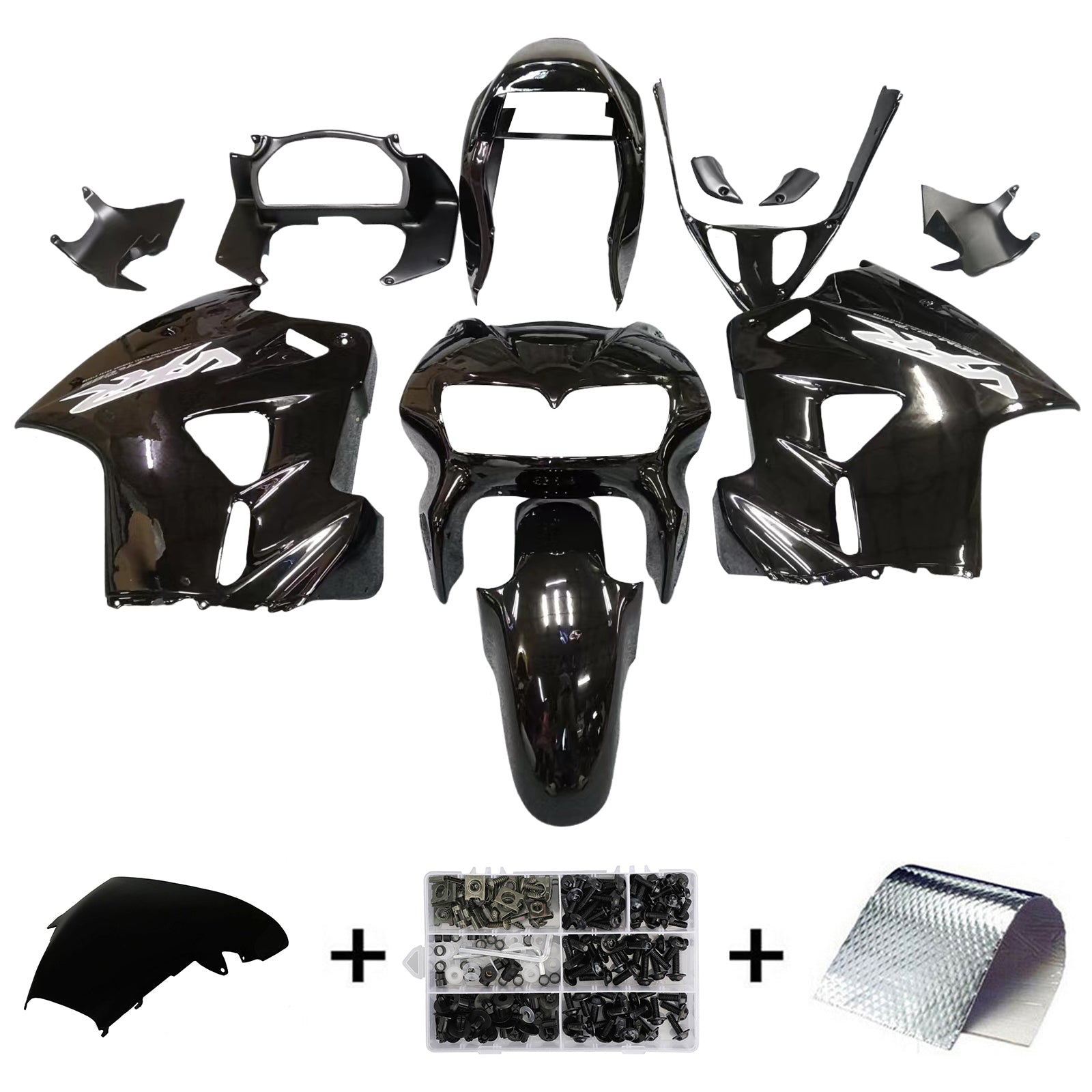 Amotopart 1998-2001 ホンダ VFR800 フェアリング 光沢ブラックキット