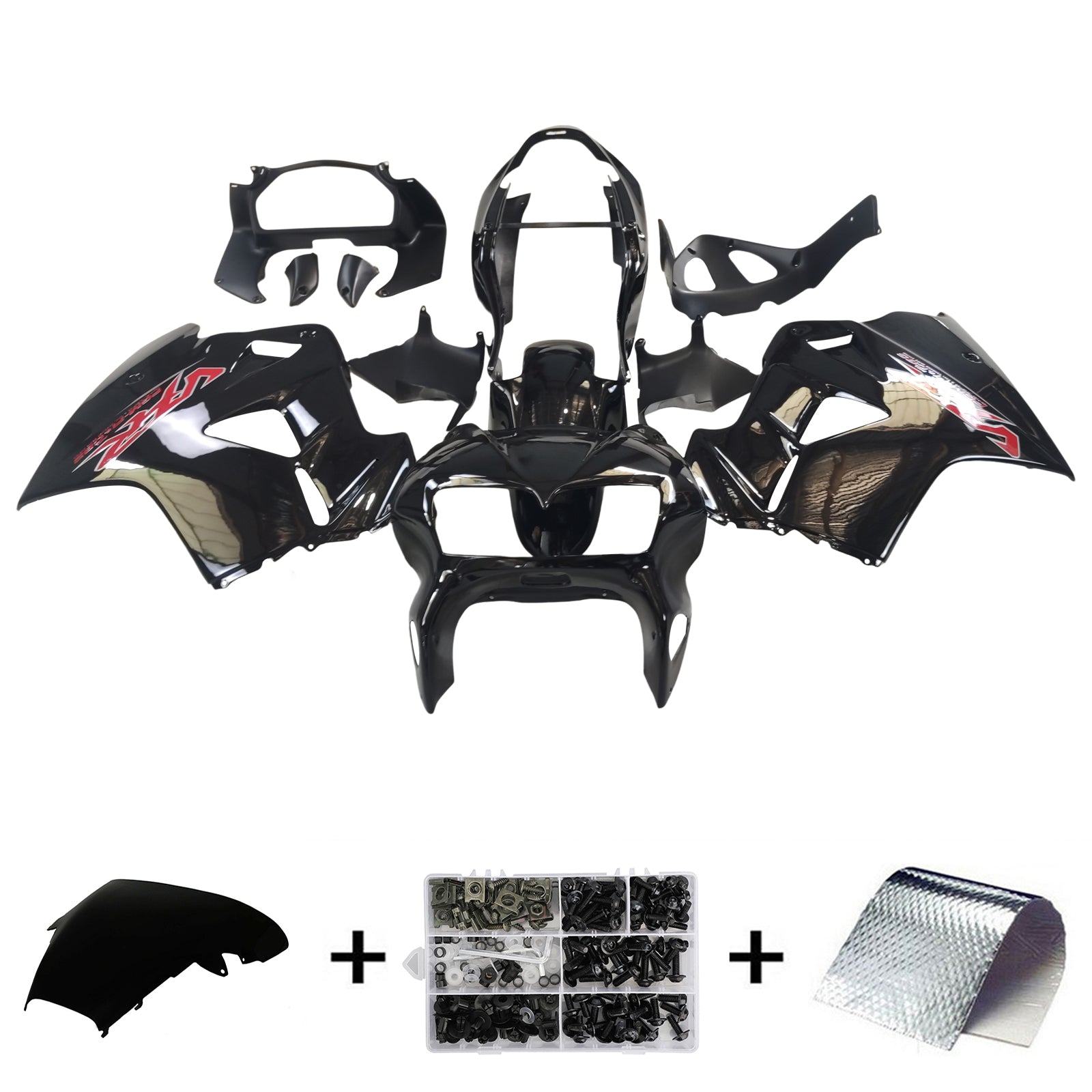 Amotopart 1998-2001 Honda VFR800 Fairing Glossy Black Kit