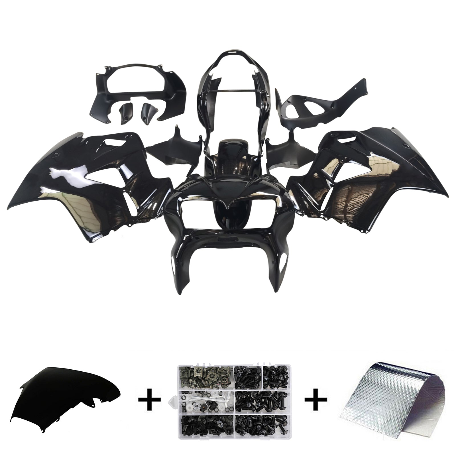 Amotopart 1998-2001 Honda VFR800 Fairing Glossy Black Kit