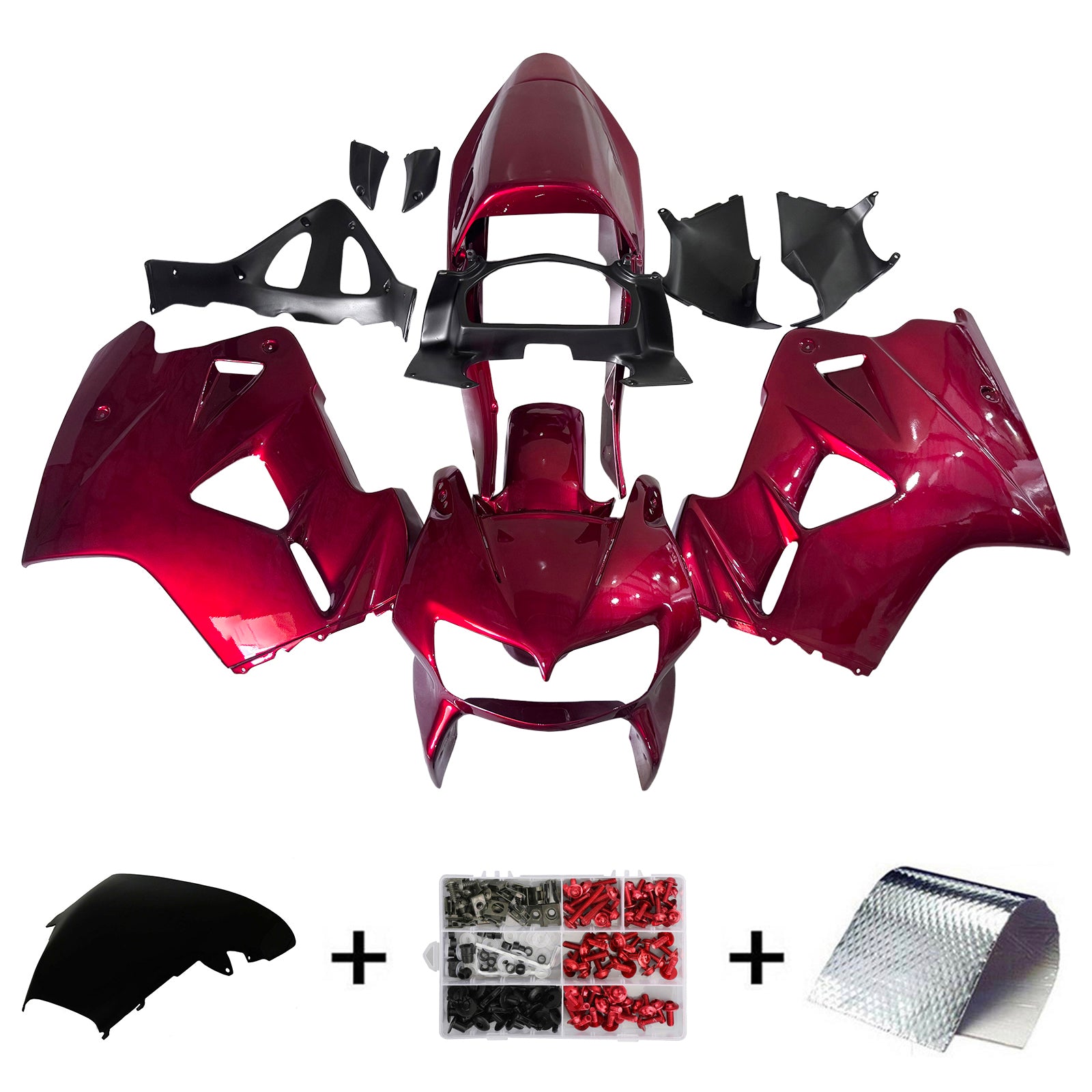 Amotopart 1998-2001 Honda VFR800 Red Black Fairing Kit