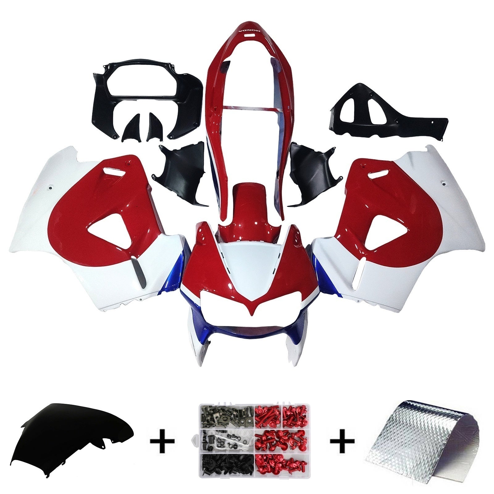 Amotopart 1998-2001 Honda VFR800 Red White Black Fairing Kit