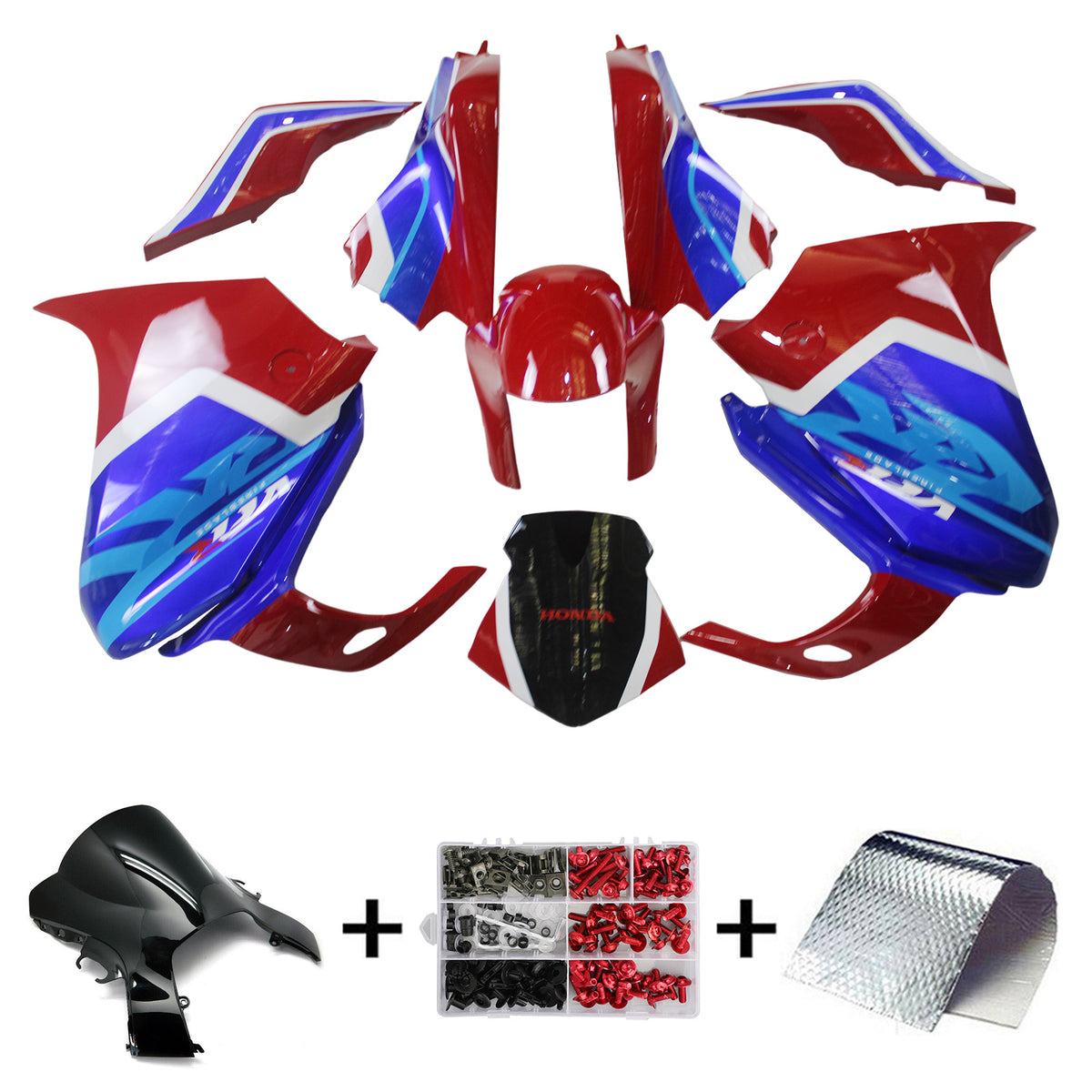 Amotopart 2010-2013 VFR1200 Honda Kit de carenado azul y rojo