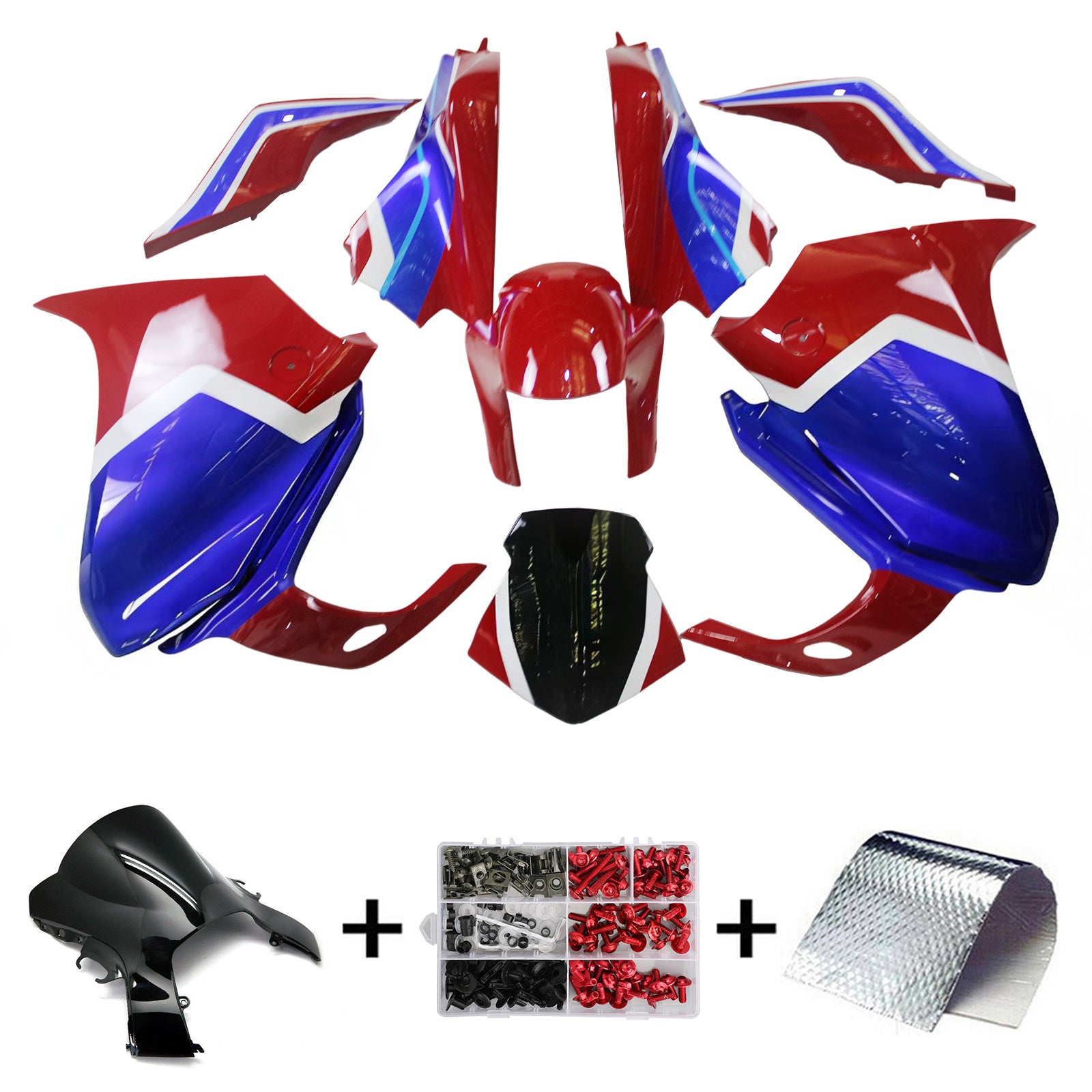 Amotopart 2010-2013 VFR1200 Honda Blue&Red Fairing Kit