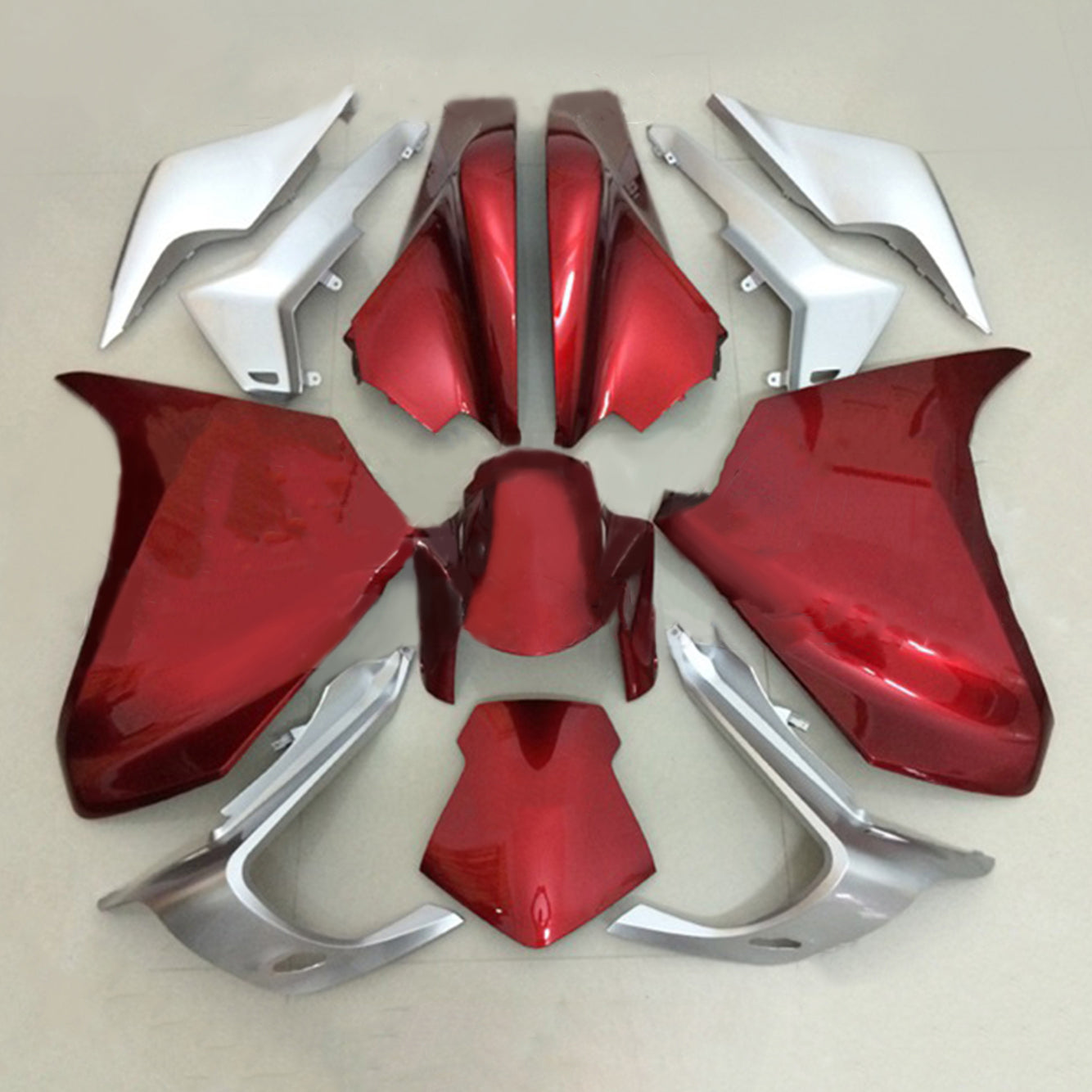 Amotopart 2010-2013 VFR1200 Honda Gloss Red&Silver Fairing Kit