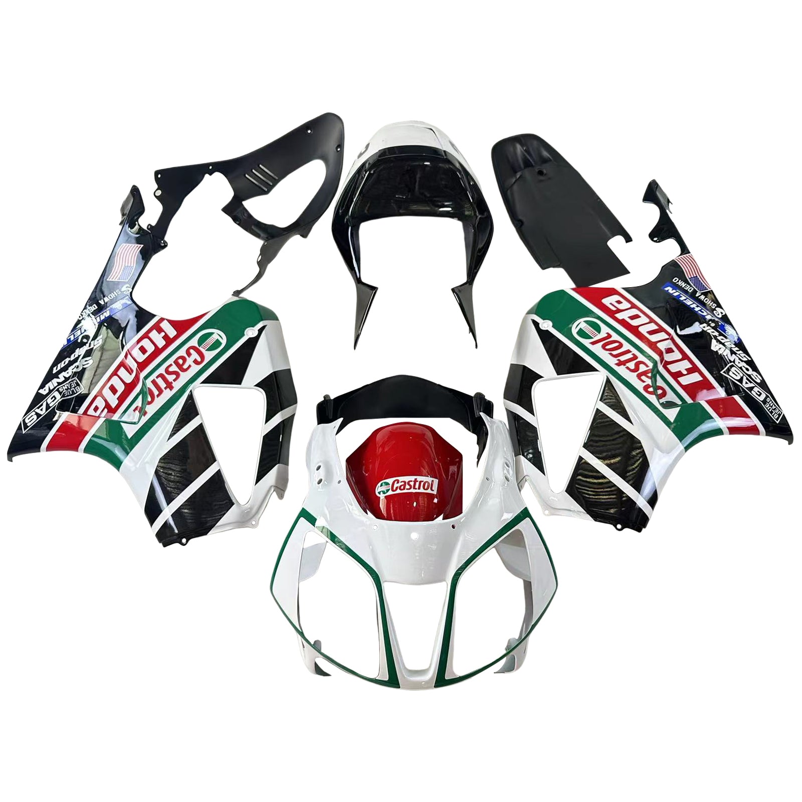 Amotopart 2000-2006 Honda VTR1000 RC51 Kit de carenado Castrol multicolor