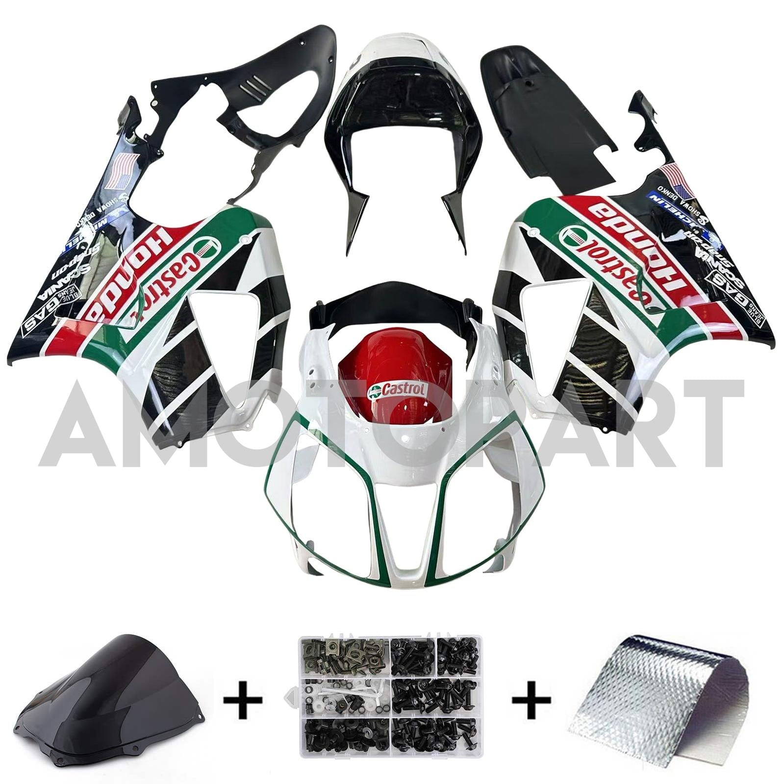 Amotopart 2000-2006 Honda VTR1000 RC51 Fairing Multicolor Castrol Kit