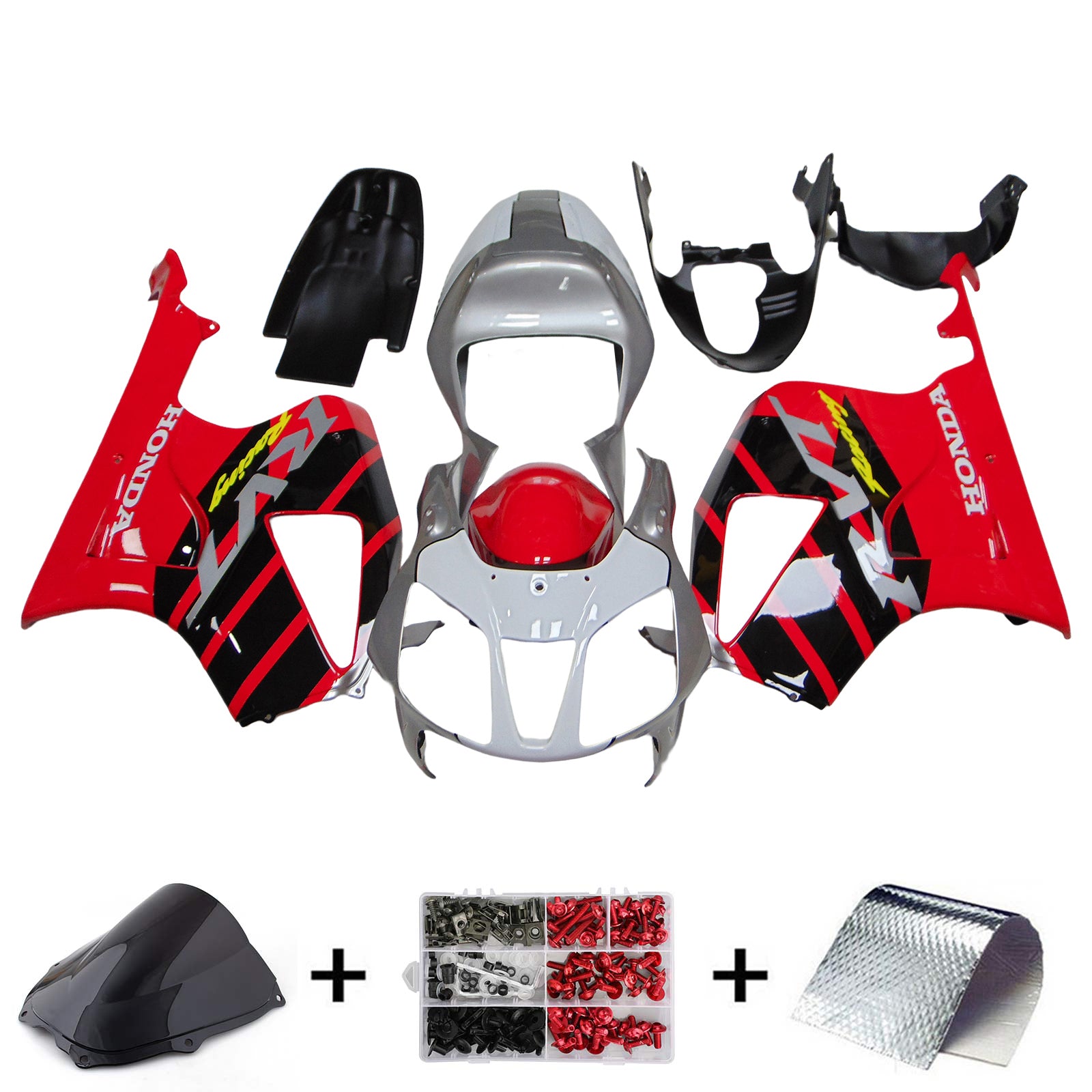 Amotopart 2000-2006 Honda VTR1000 RC51 Kit de carénage rouge et argent