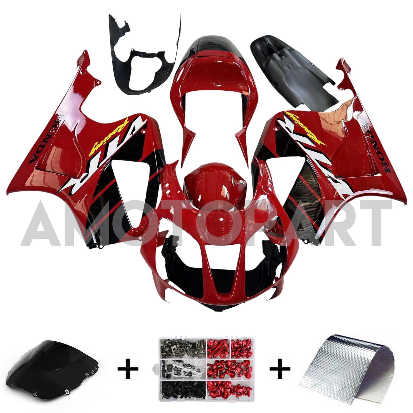 Amotopart 2000-2006 Honda VTR1000 RC51 Fairing Black&Red Kit