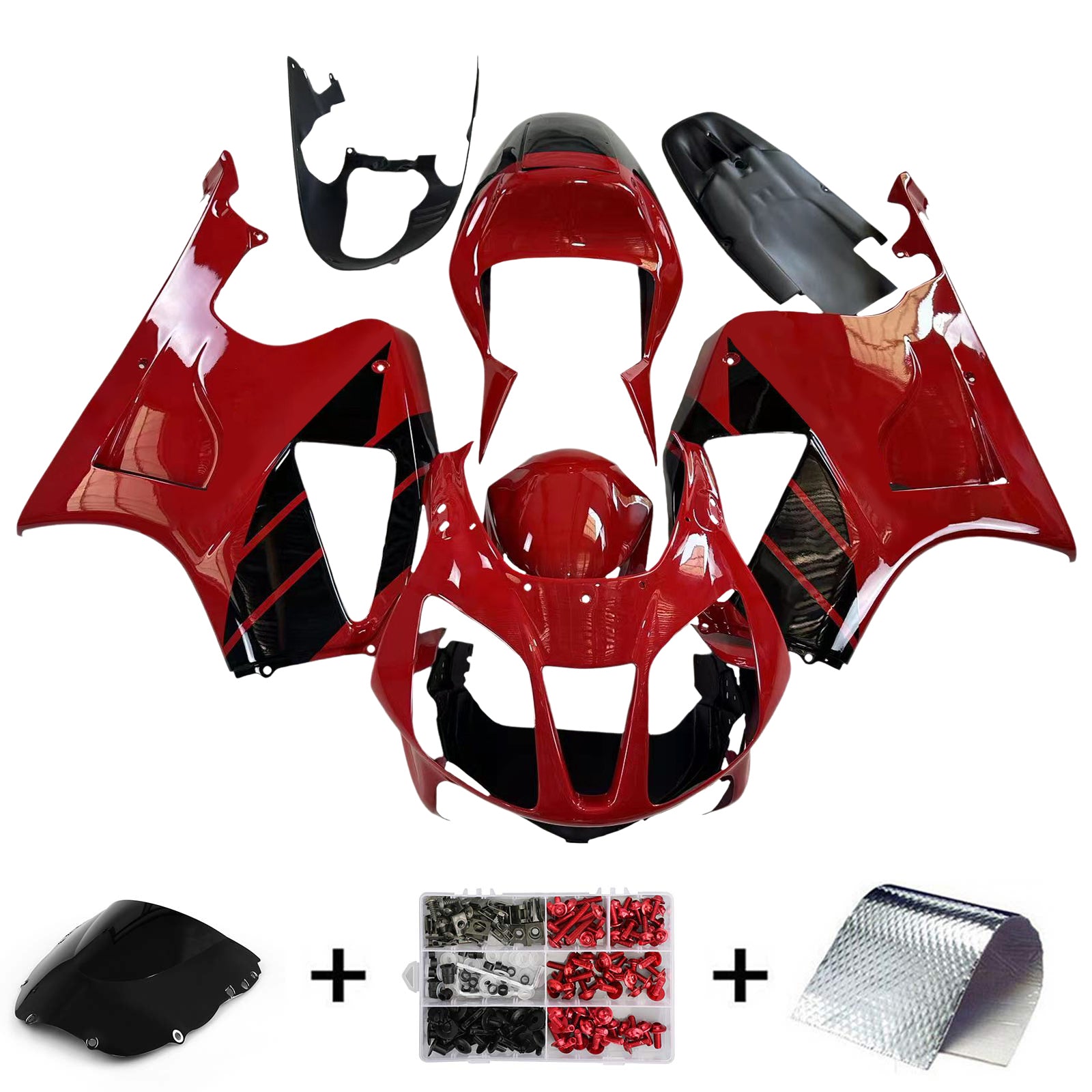 Amotopart 2000-2006 Honda VTR1000 RC51 Fairing Black&Red Kit
