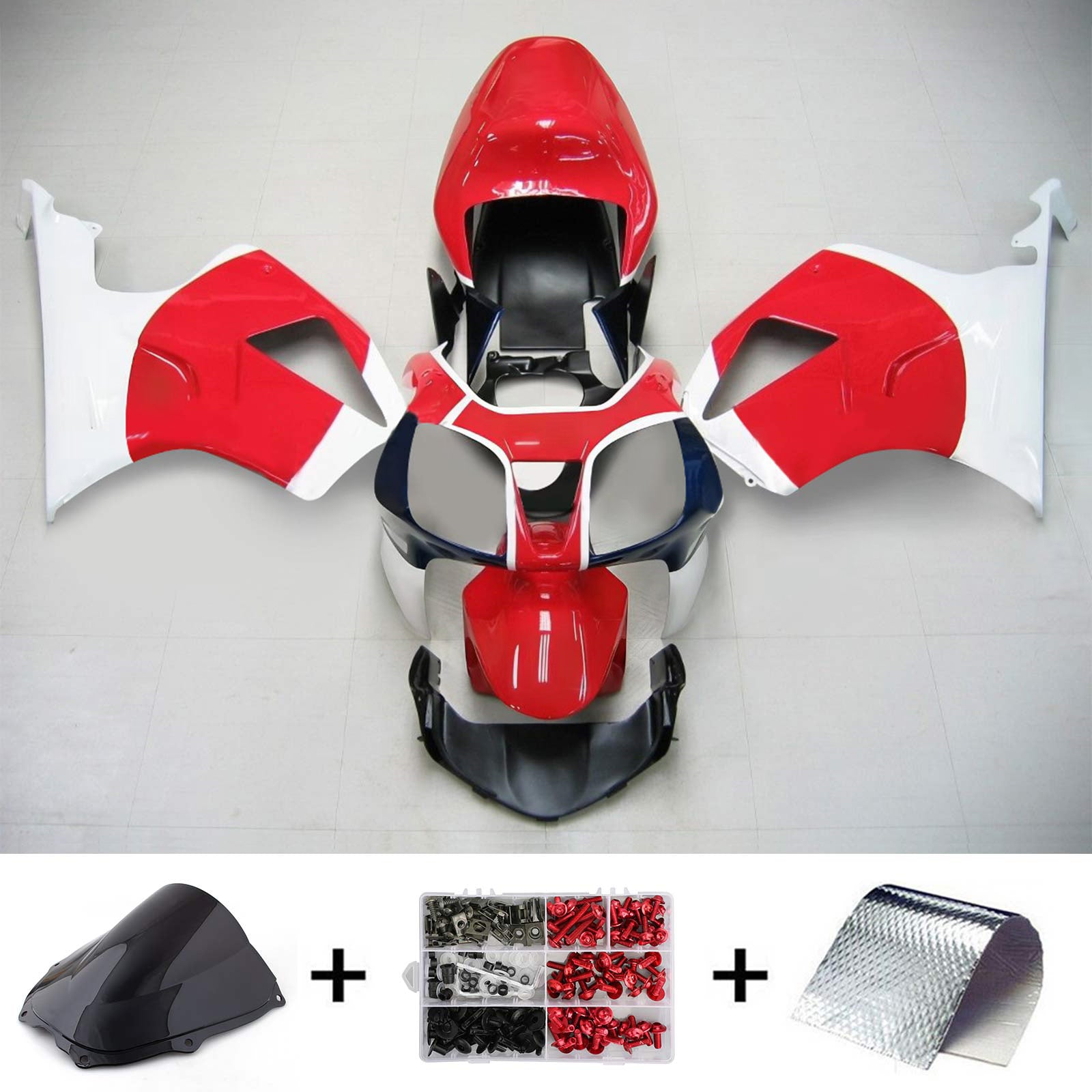 Amotopart 2000-2006 Honda VTR1000 RC51 Fairing Red&White Kit