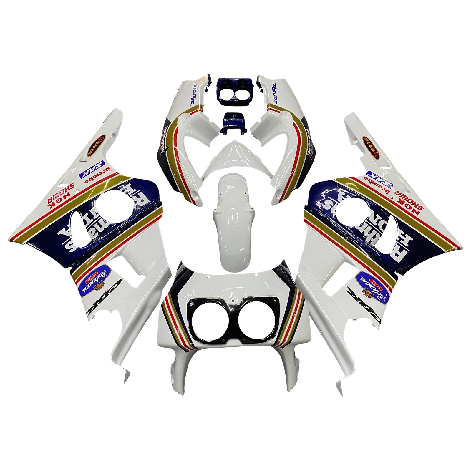 Amotopart 1990-1999 Honda CBR400RR NC29 Fairing Yellow&Blue Stripe Kit