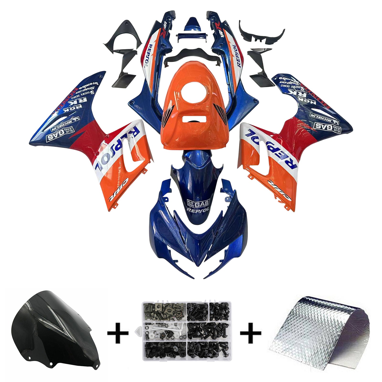 Amotopart 2002-2006 Honda CBR125R Red&Orange Repjol Fairing Kit