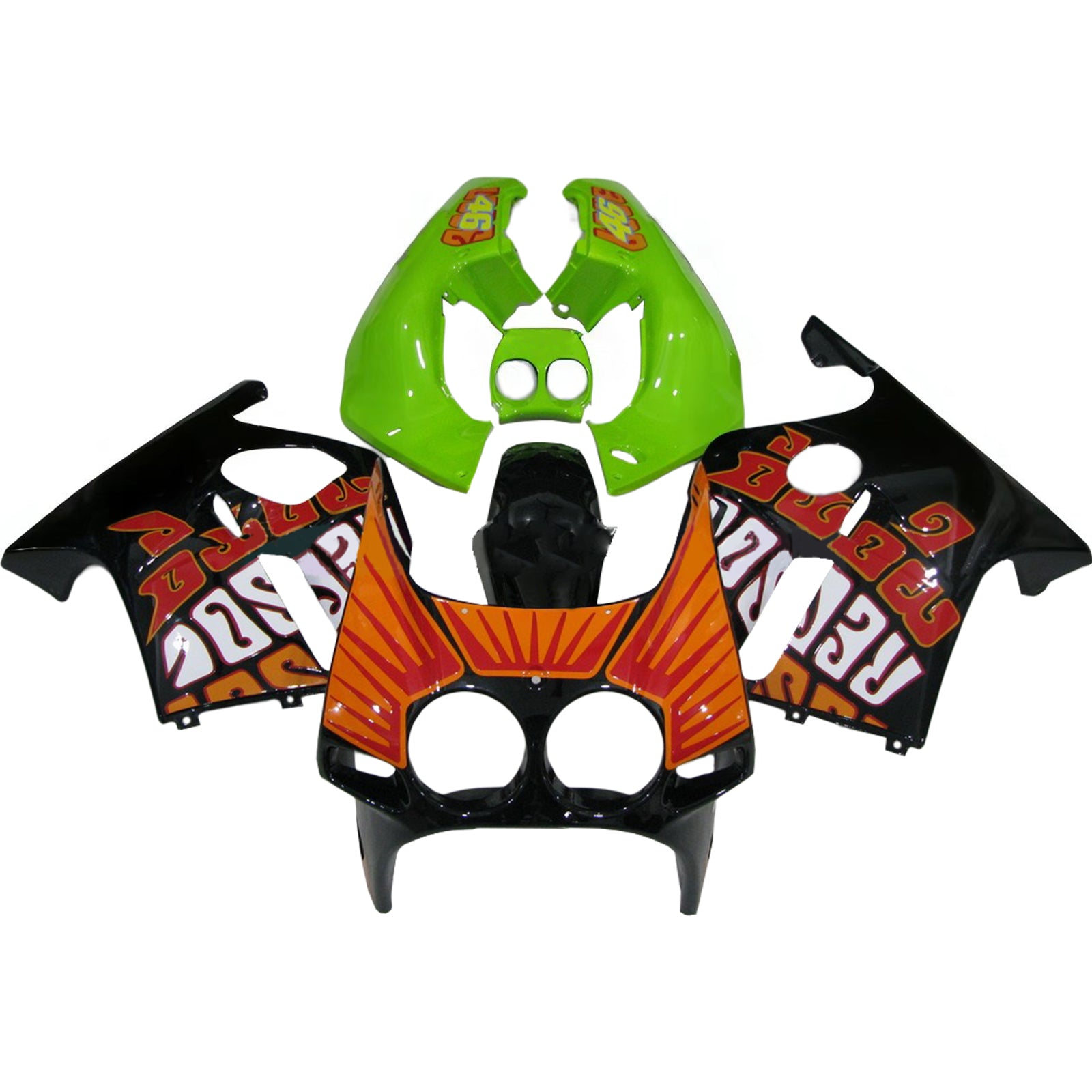 Amotopart 1988-1989 Honda CBR250RR Green&Orange Fairing Kit