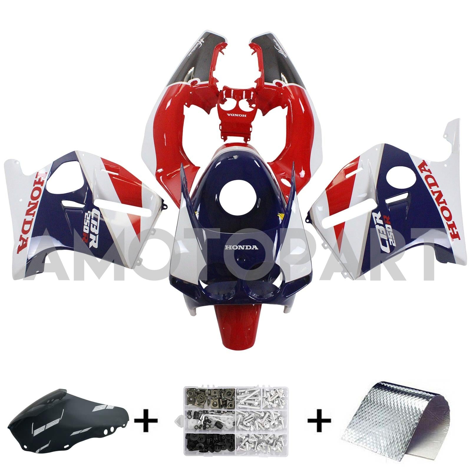 Amotopart 1988-1989 CBR250RR MC19 Honda Kit carena rosso e blu