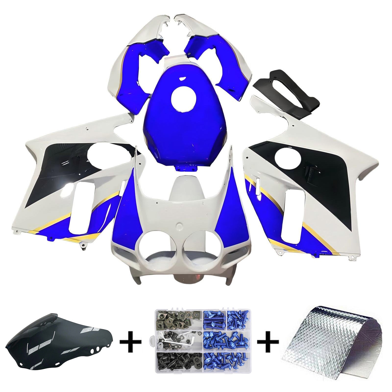Amotopart 1988-1989 Honda CBR250RR MC19 Kit de carenado blanco negro azul