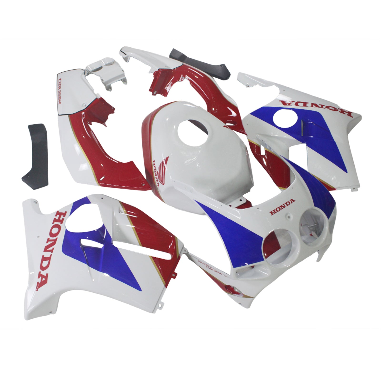 Amotopart 1988-1989 Honda CBR250RR MC19 White Blue Red &Logo Fairing Kit