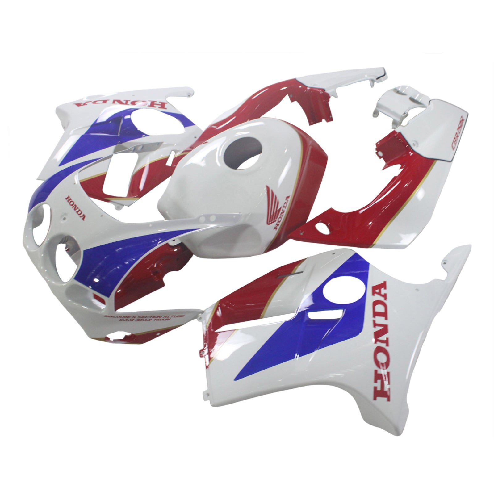 Amotopart 1988-1989 Honda CBR250RR MC19 White Blue Red &Logo Fairing Kit