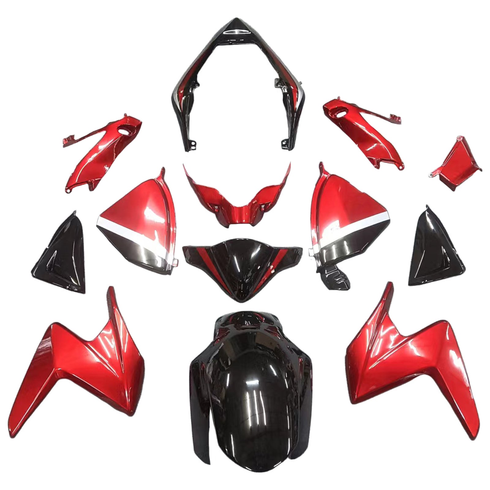 Kit de carénage Amotopart Honda CB1000R 2008-2015 rouge et noir